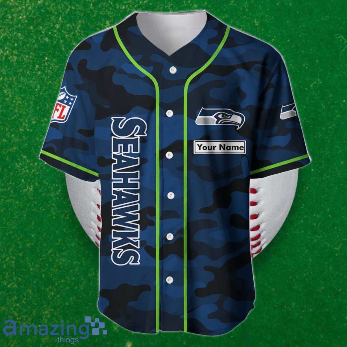 Seattle seahawks Custom Name Baseball Jersey NFL Shirt Best Gift For Fans