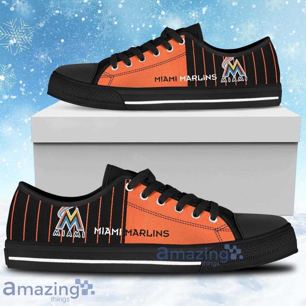 Simple Design Vertical Stripes Miami Marlins Low Top Shoes Product Photo 1