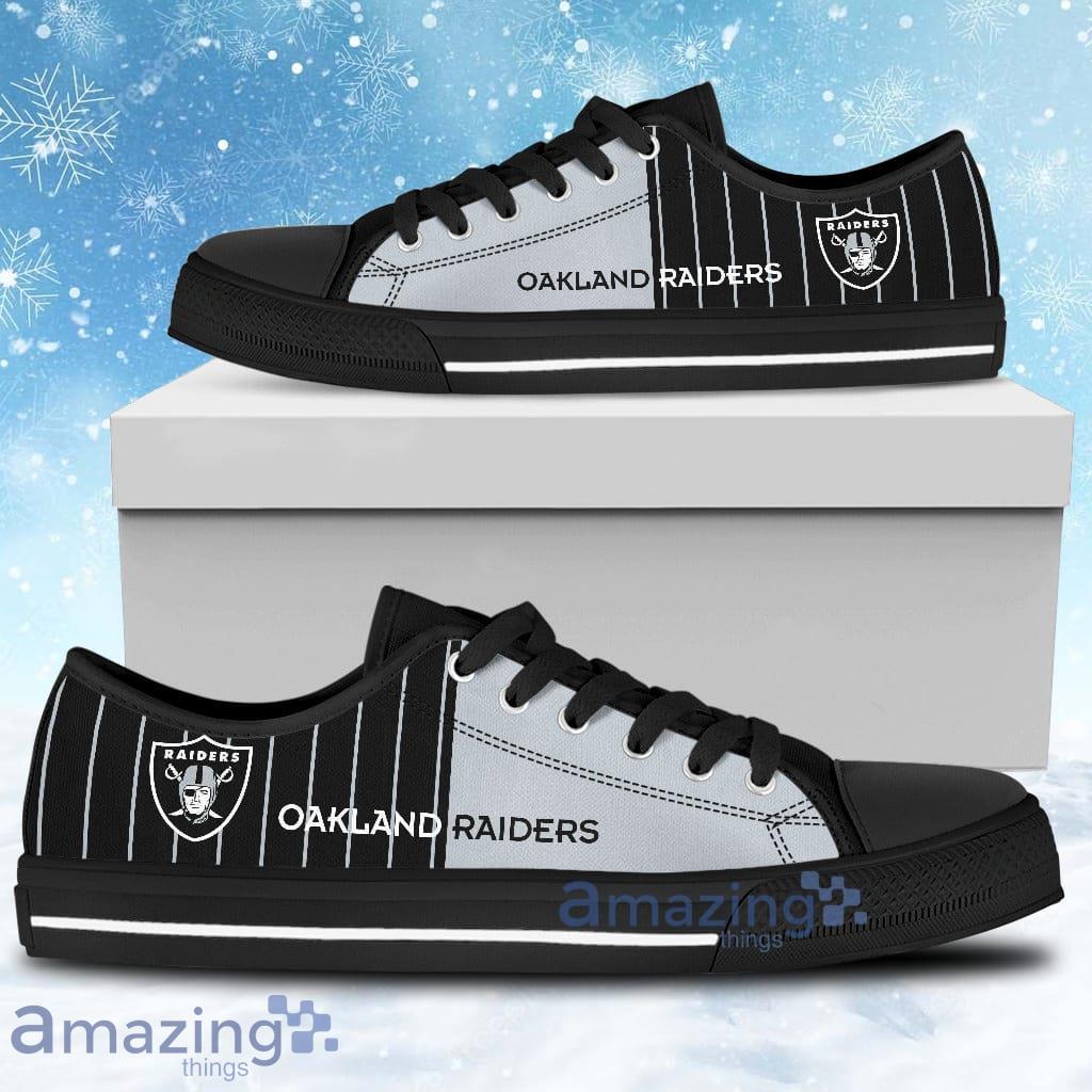 Simple Design Vertical Stripes Oakland Raiders Low Top Shoes Product Photo 1
