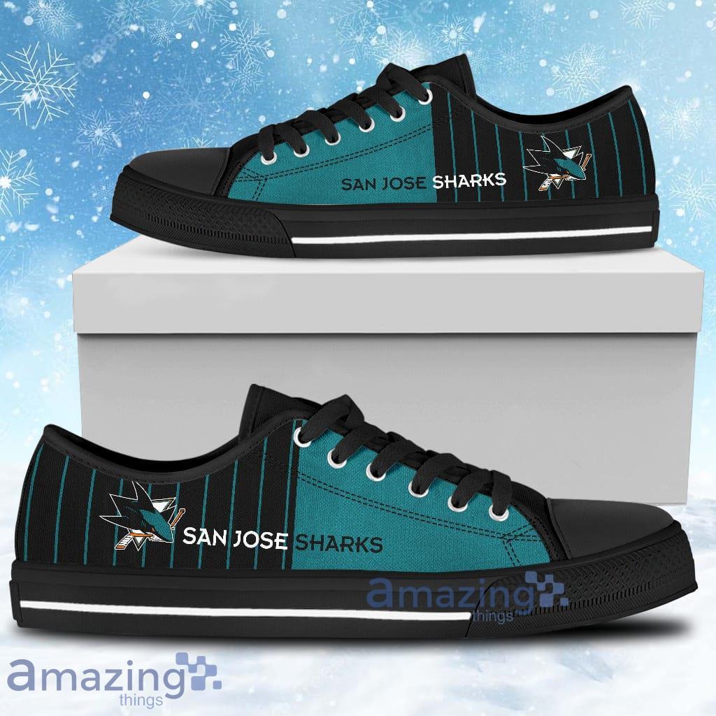 Simple Design Vertical Stripes San Jose Sharks Low Top Shoes Product Photo 1