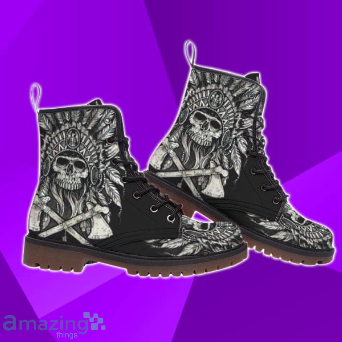 Skull Native Leather Boots Best Gift Women Product Photo 1 Skull Native Leather Boots Best Gift Women Product Photo 1