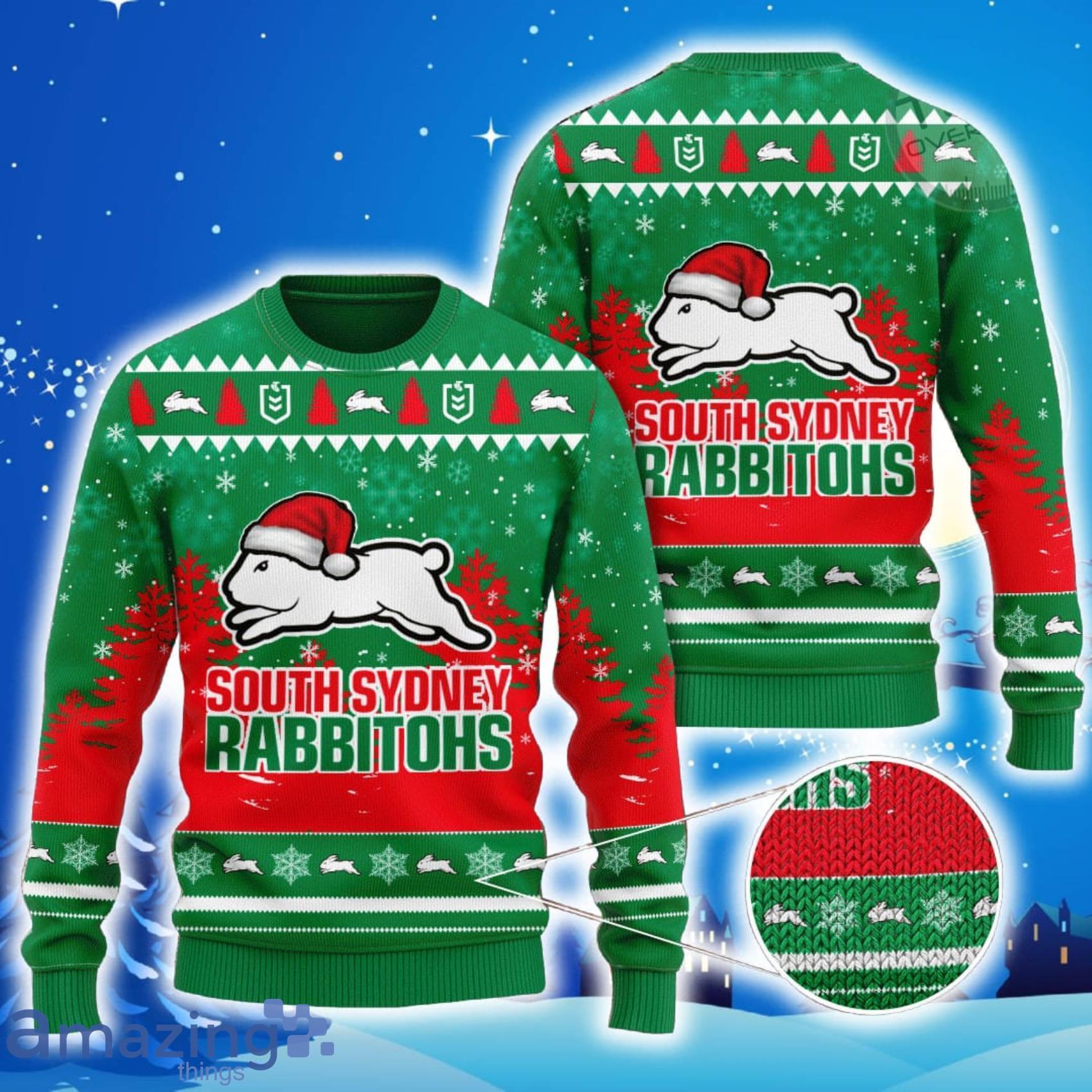 South Sydney Rabbitohs All Over Print Christmas Knitting Ugly Sweater Gift For Christmas Product Photo 1