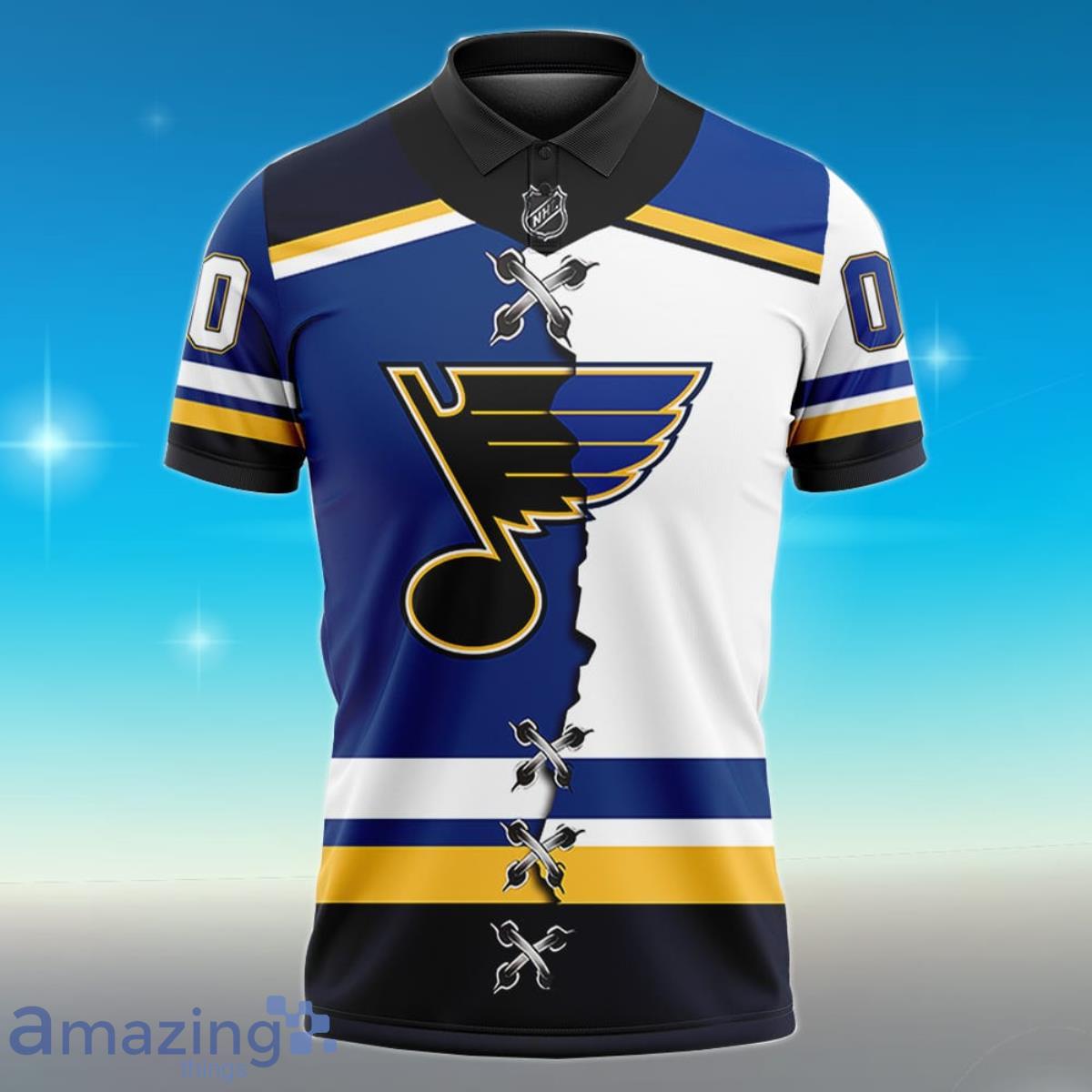 St Louis Blues Personalized Name And Number NHL Mix Jersey Polo Shirt Best  Gift For Fans