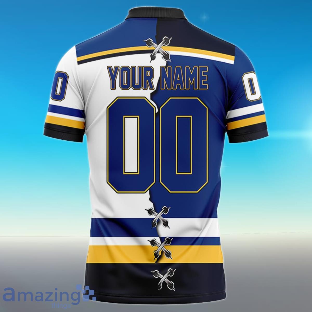 St Louis Blues Personalized Name And Number NHL Mix Jersey Polo Shirt Best  Gift For Fans