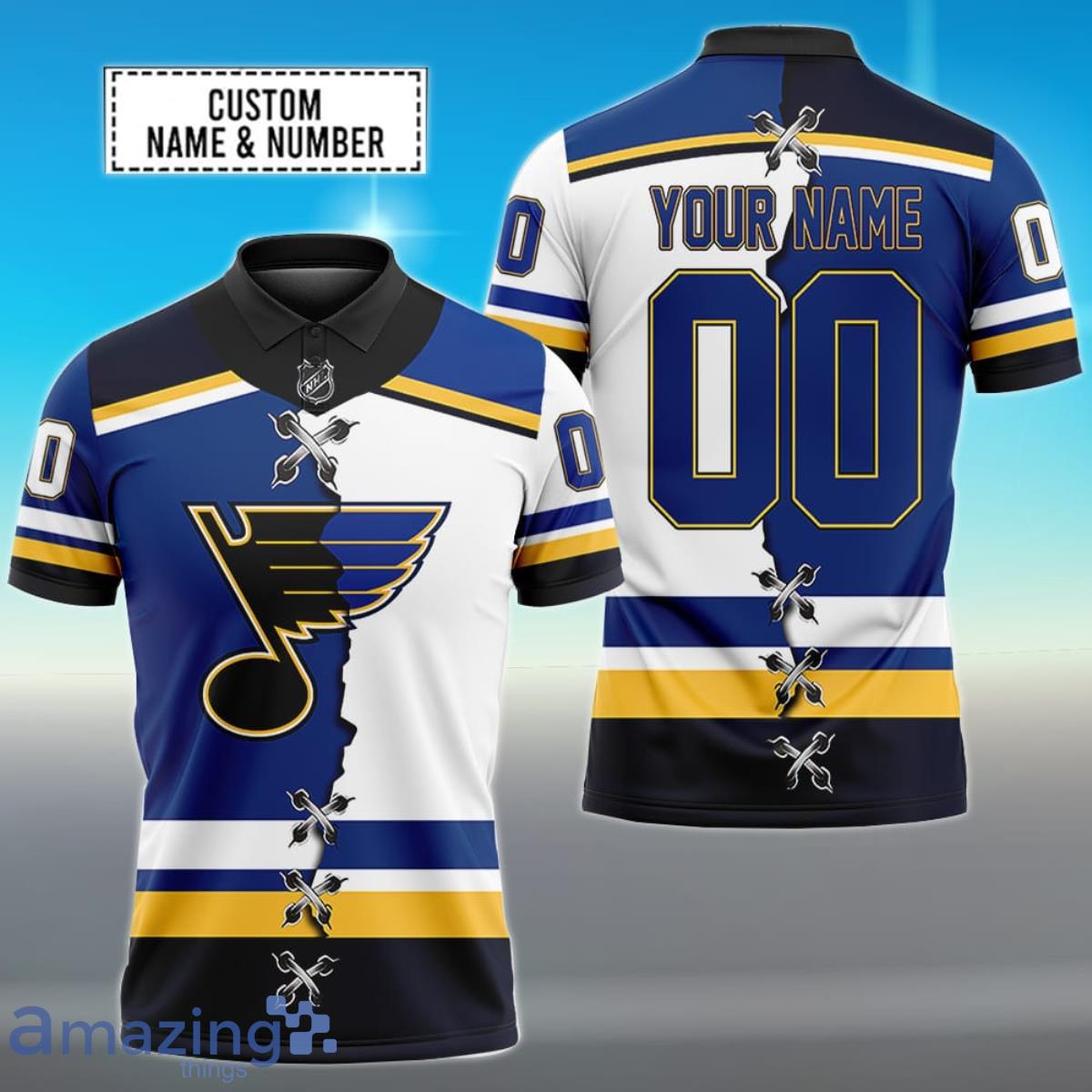 St Louis Blues Personalized Name And Number NHL Mix Jersey Polo