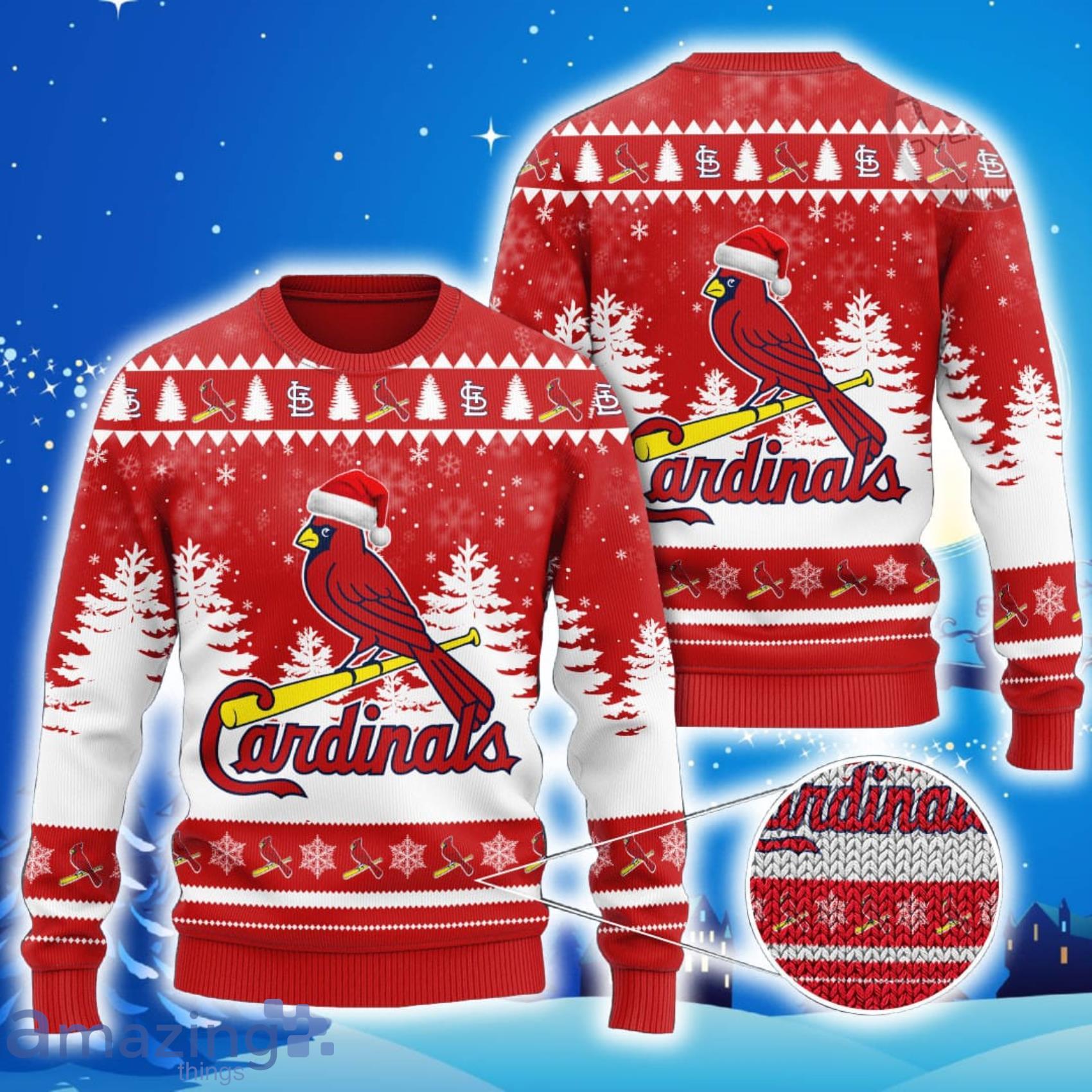 St. Louis Cardinals Santa Hat Pattern Ugly Christmas Sweater For