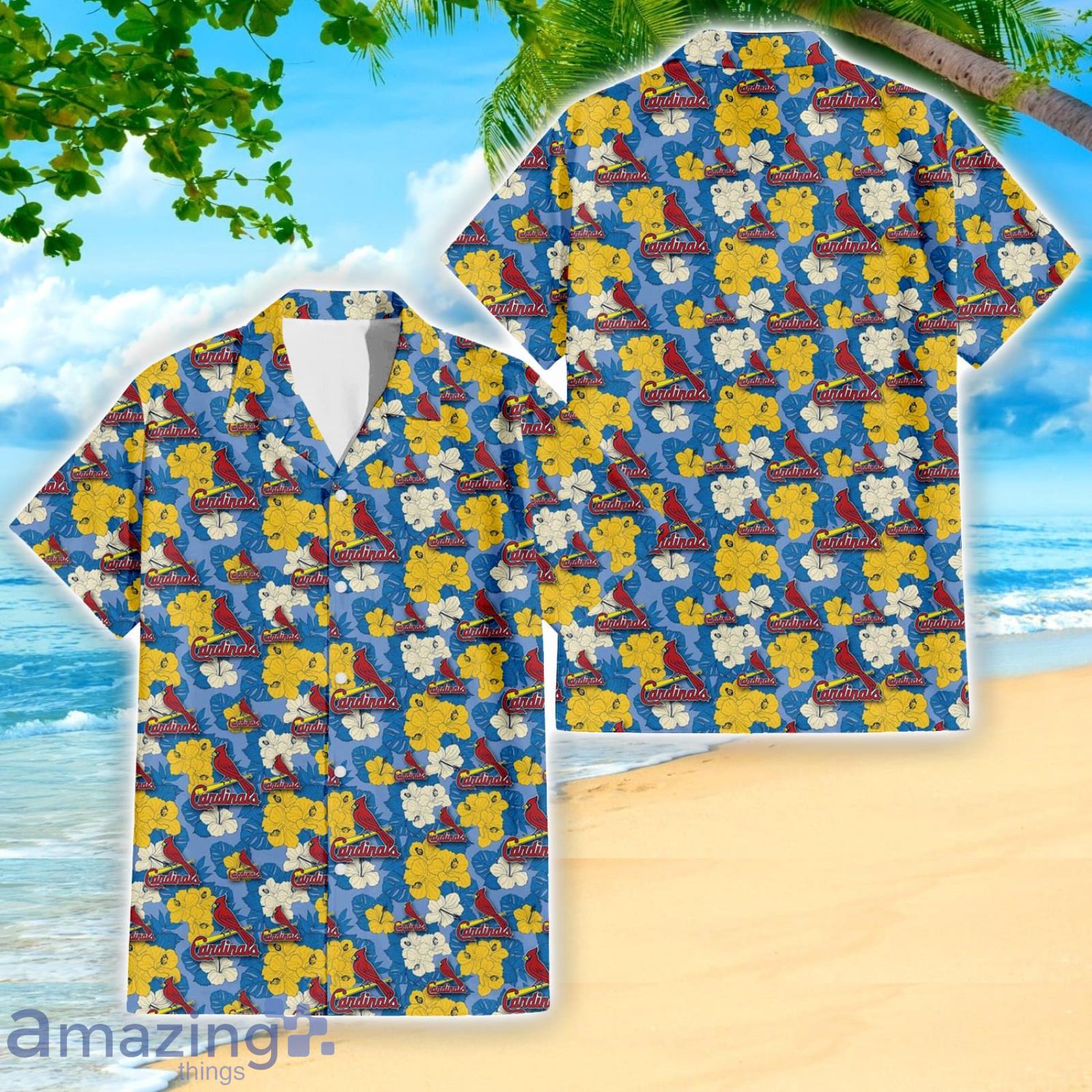 St. Louis Cardinals Yellow White Hibiscus Powder Blue Pattern 3D Hawaiian  Shirt Beach Gift - Freedomdesign