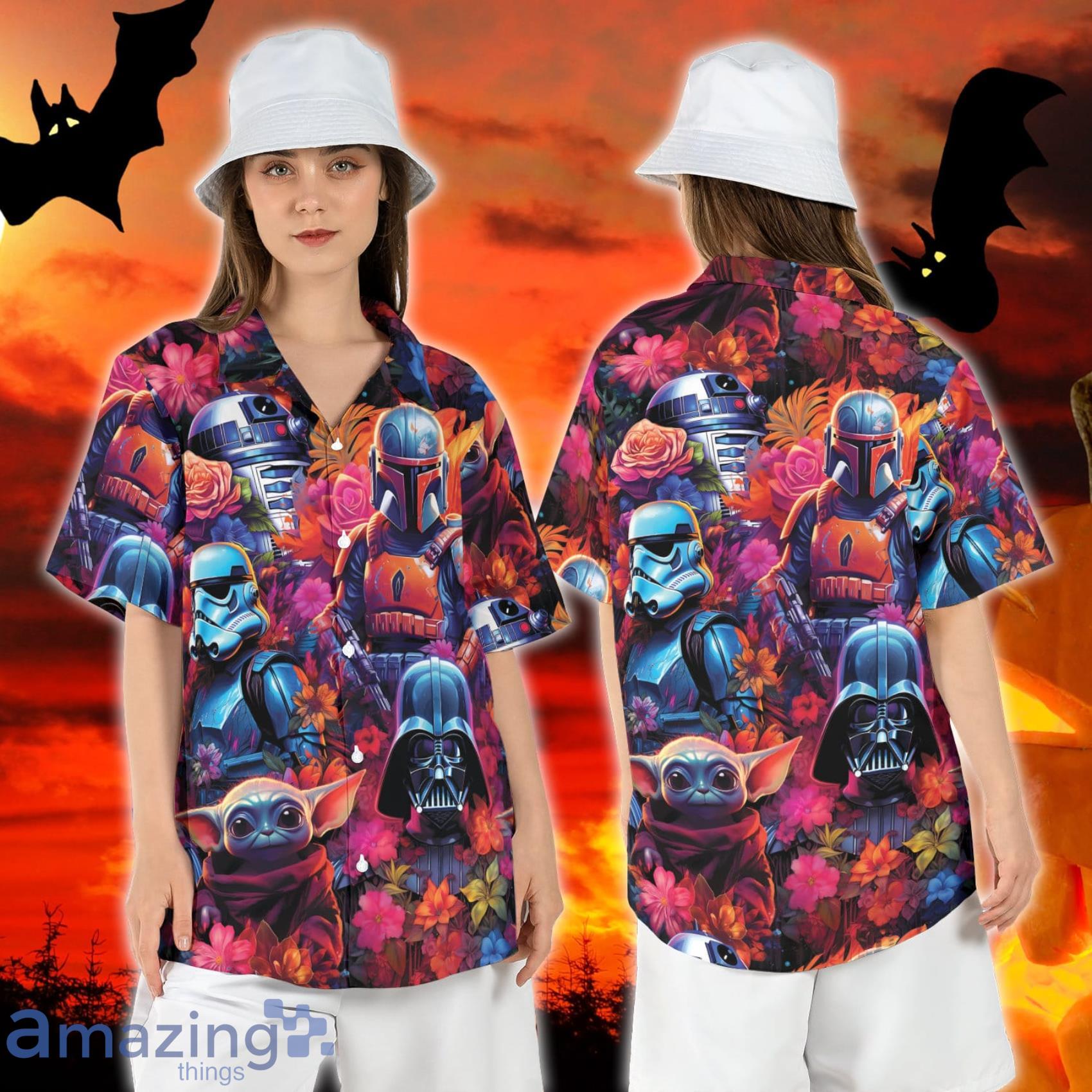 Star Wars Synthwave Baby Yoda Floral Star War Summer Hawaiian Shirt For Men And Women Stormtrooper Darth Vader Short Sleeve Shirt Product Photo 1