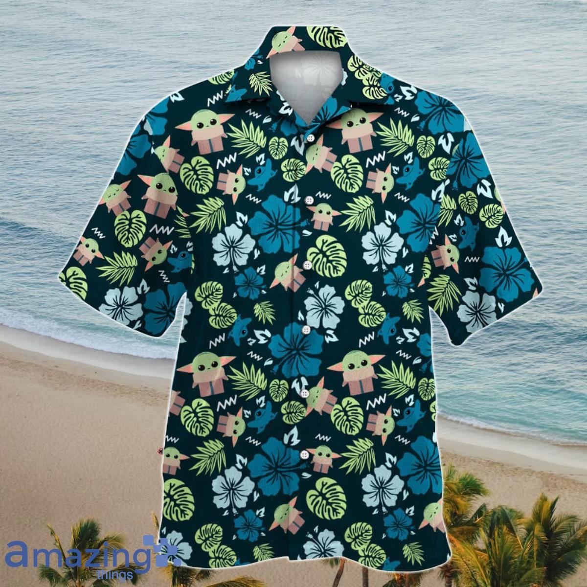 Cute Baby Yoda Mandalorian Hibiscus Hawaiian Shirt, Star Wars Hawaiian Shirt