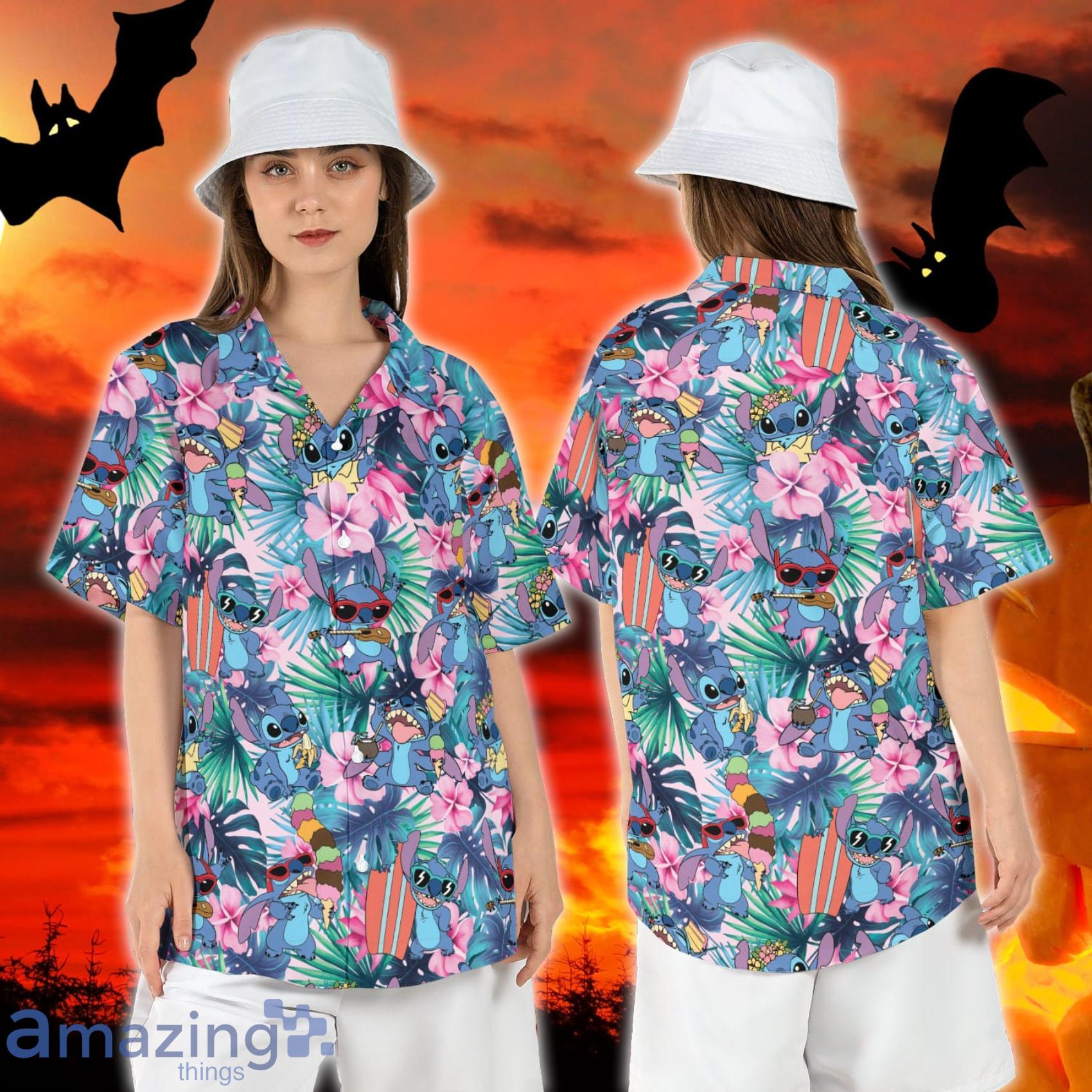 Stitch Beach Stitch and Lilo Hibiscus Short Sleeve Shirt Cute Stitch Tropical Hawaiian Shirt For Men And Women Disneyworld Summer Hawaii Shirt Product Photo 1