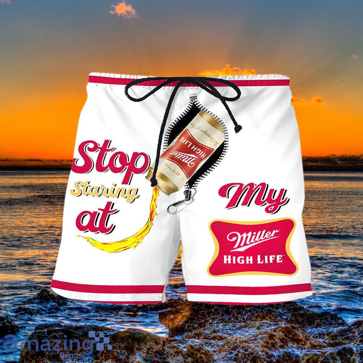 Stop Staring At My Miller High Life Hawaiian Shorts Special Gift Men Women Product Photo 1