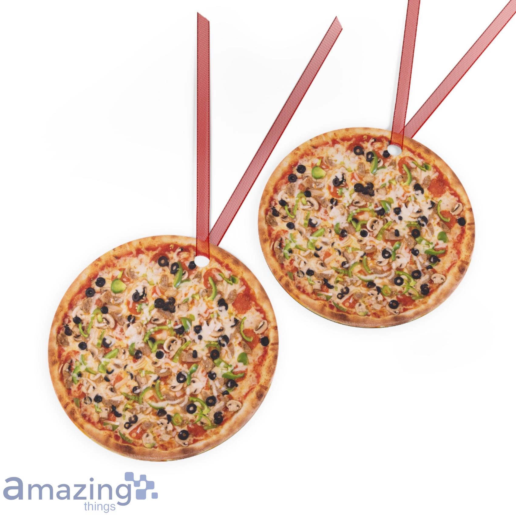 Supreme Pizza Lovers Metal Christmas Gift Funny Ornament image Supreme Pizza Lovers Metal Christmas Gift Funny Ornament Product Photo 4