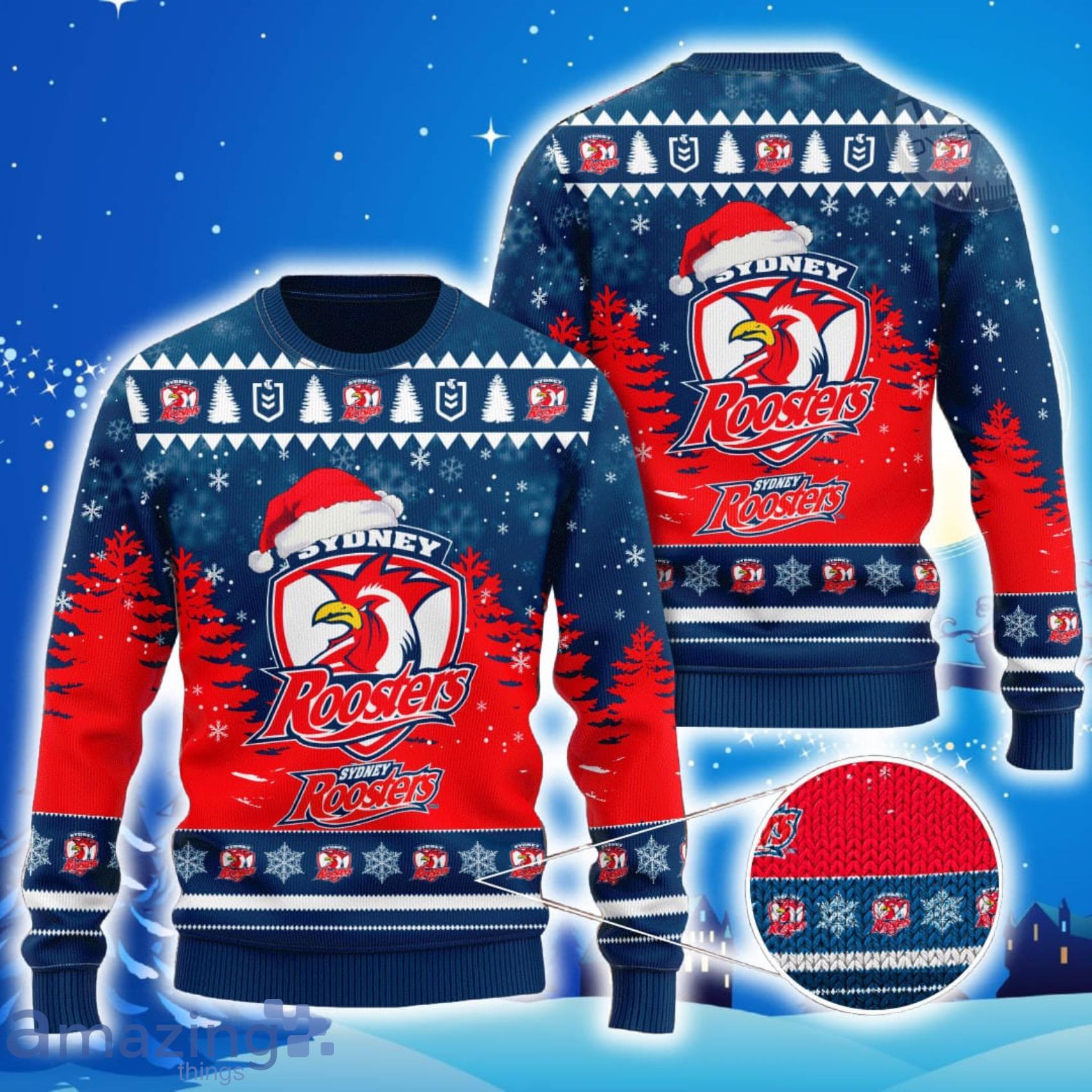 Sydney Roosters All Over Print Christmas Knitting Ugly Sweater Product Photo 1