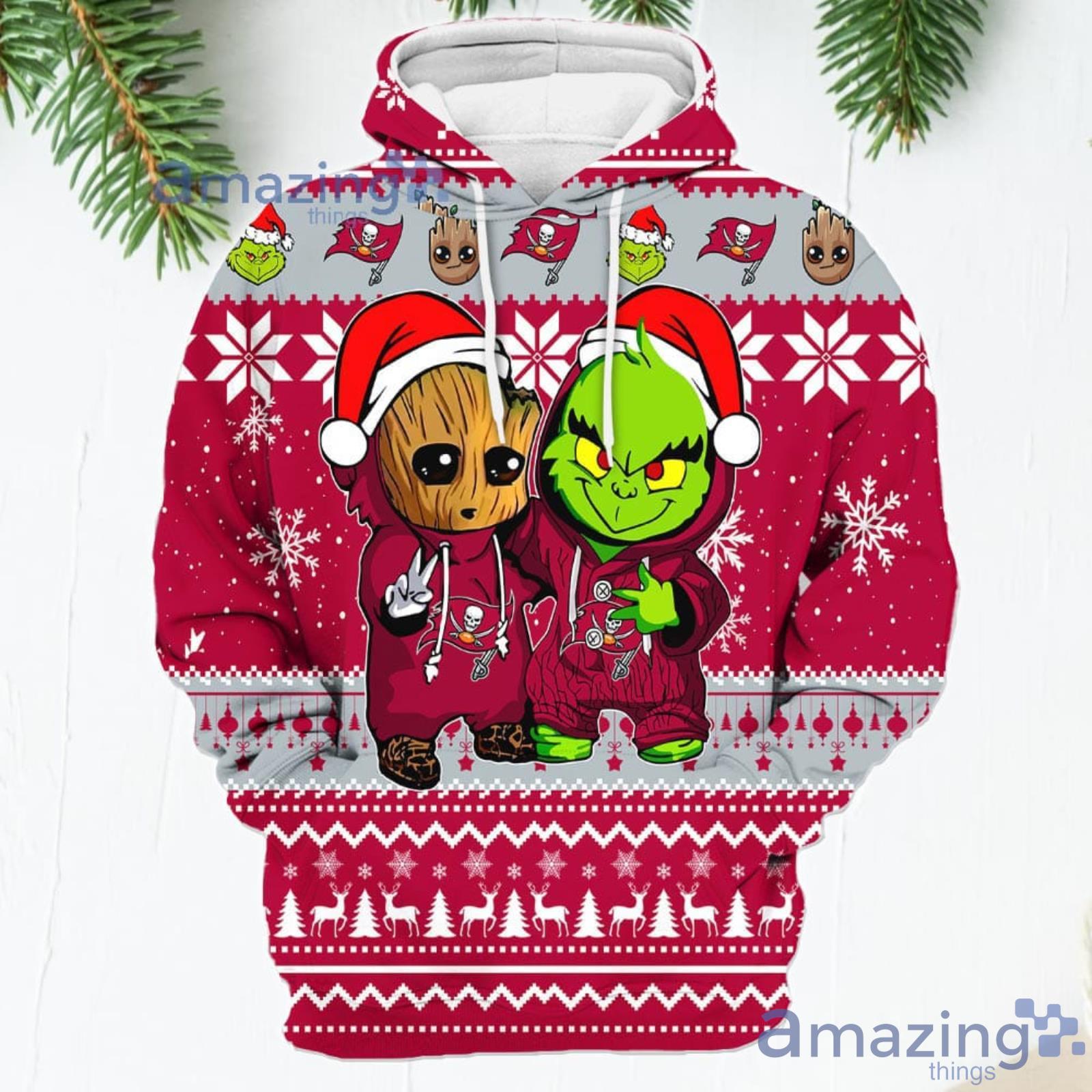 Tampa Bay Buccaneers Baby Groot And Grinch Best Friends New Trends Christmas Gift 3D Hoodie For Men And Women image Tampa Bay Buccaneers Baby Groot And Grinch Best Friends New Trends Christmas Gift 3D Hoodie For Men And Women Product Photo 2