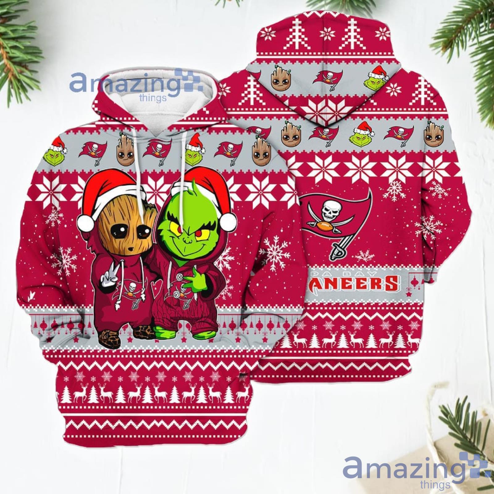 Tampa Bay Buccaneers Baby Groot And Grinch Best Friends New Trends Christmas Gift 3D Hoodie For Men And Women Product Photo 1 Tampa Bay Buccaneers Baby Groot And Grinch Best Friends New Trends Christmas Gift 3D Hoodie For Men And Women Product Photo 1