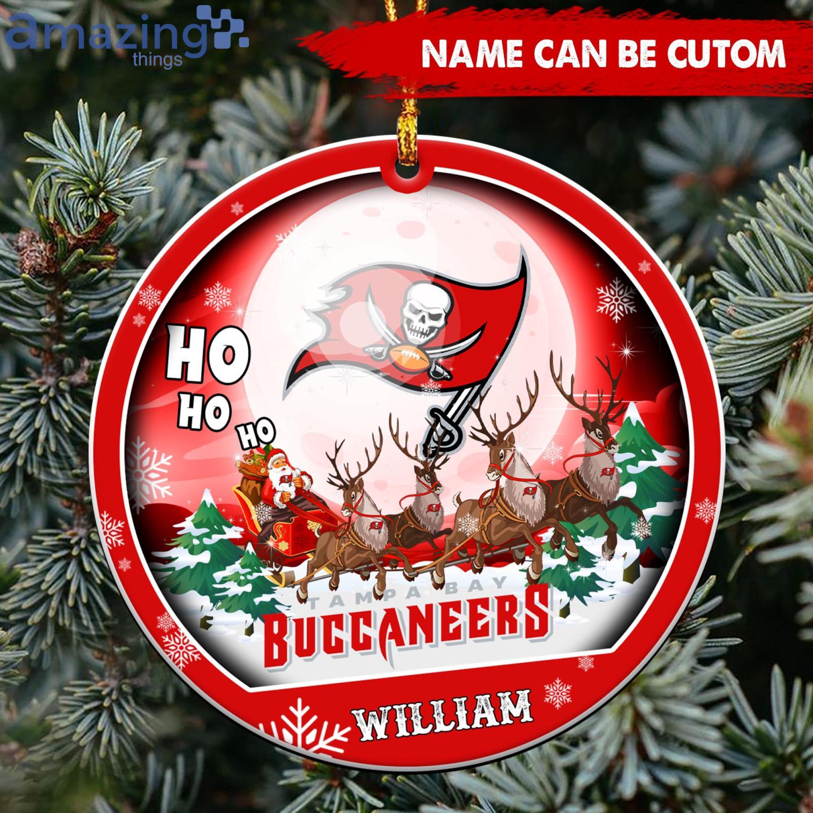 Tampa Bay Buccaneers Ho Ho Ho Santa's Reindeer NFL Christmas Ornaments  Custom Name