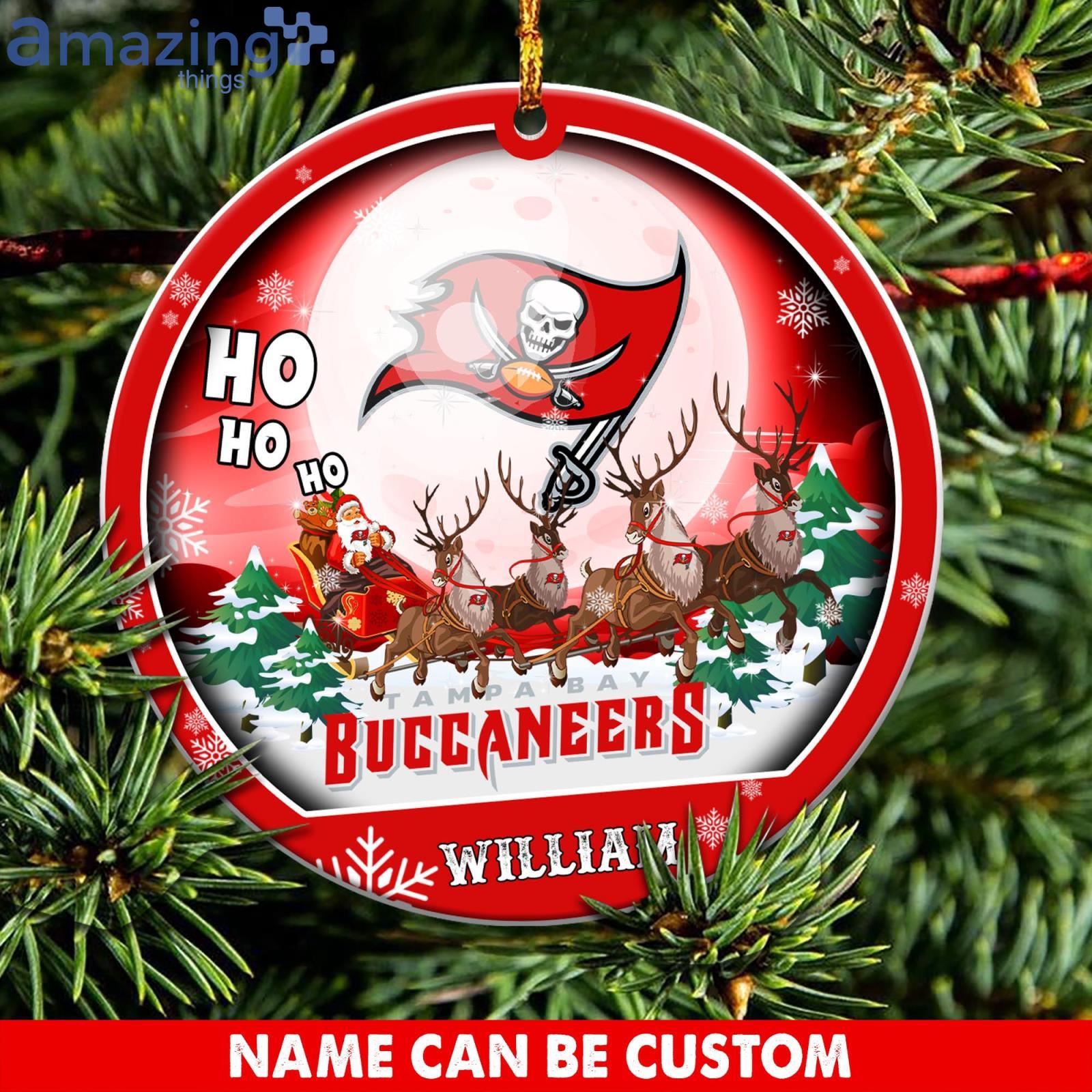 Tampa Bay Buccaneers Ho Ho Ho Santa's Reindeer NFL Christmas Ornaments  Custom Name