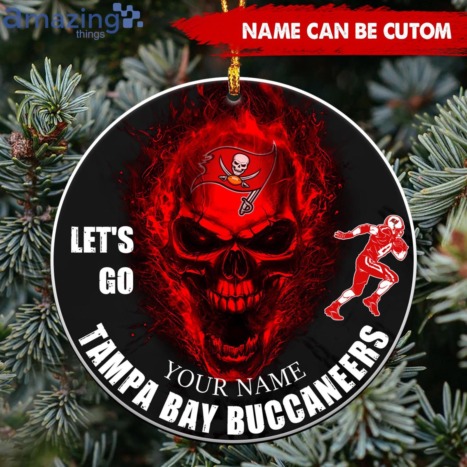 Tampa Bay Buccaneers NFL Let's Go Skull Christmas Ornament Custom