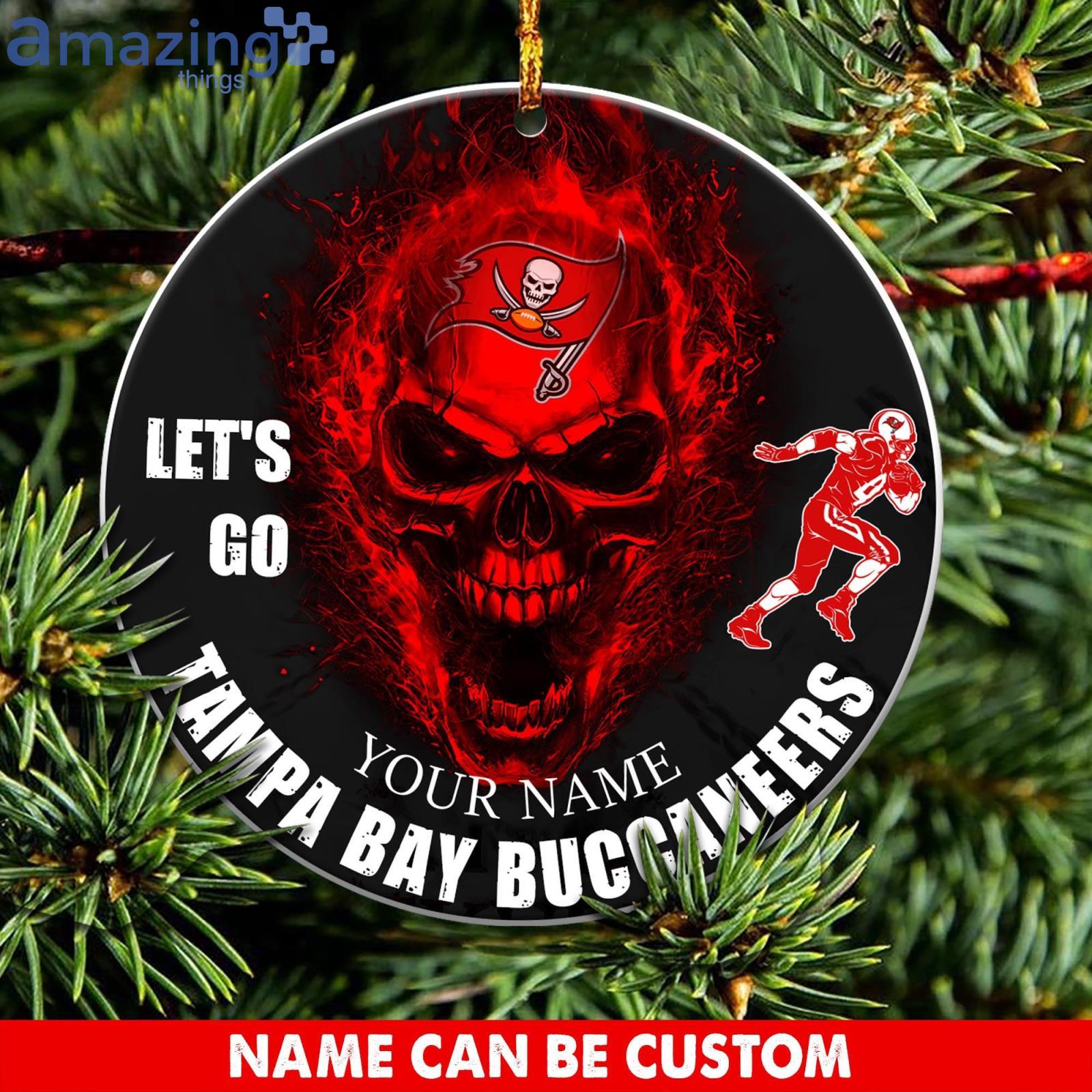 Tampa Bay Buccaneers NFL Let's Go Skull Christmas Ornament Custom Name For  Fans