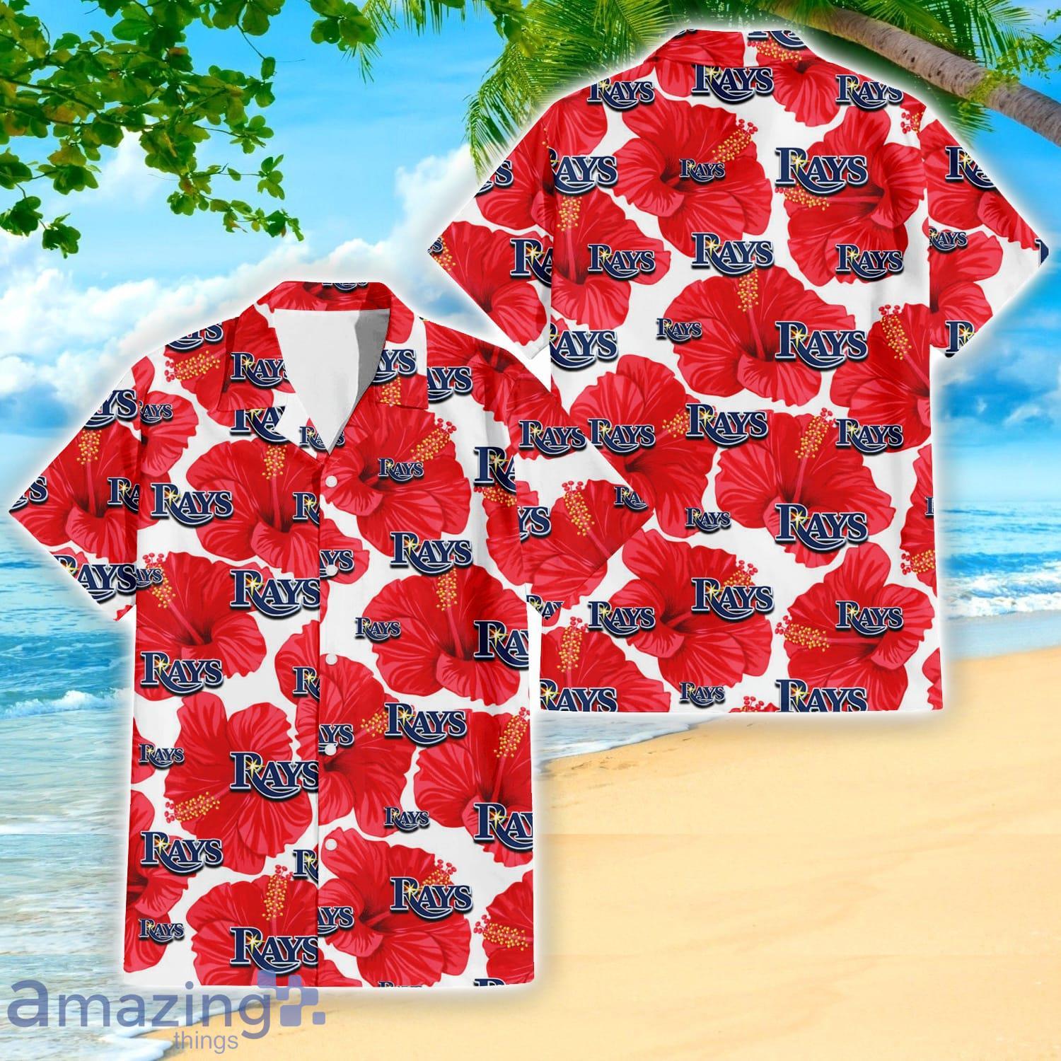 Tampa Bay Rays Big Red Hibiscus Lover 3D Hawaiian Shirt Summer Gift For Fans Product Photo 1