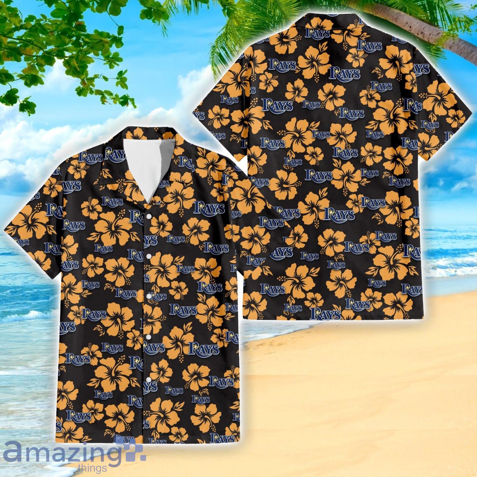 Tampa Bay Rays Yellow Hibiscus Tropical Hawaiian Shirt For Fans Product Photo 1