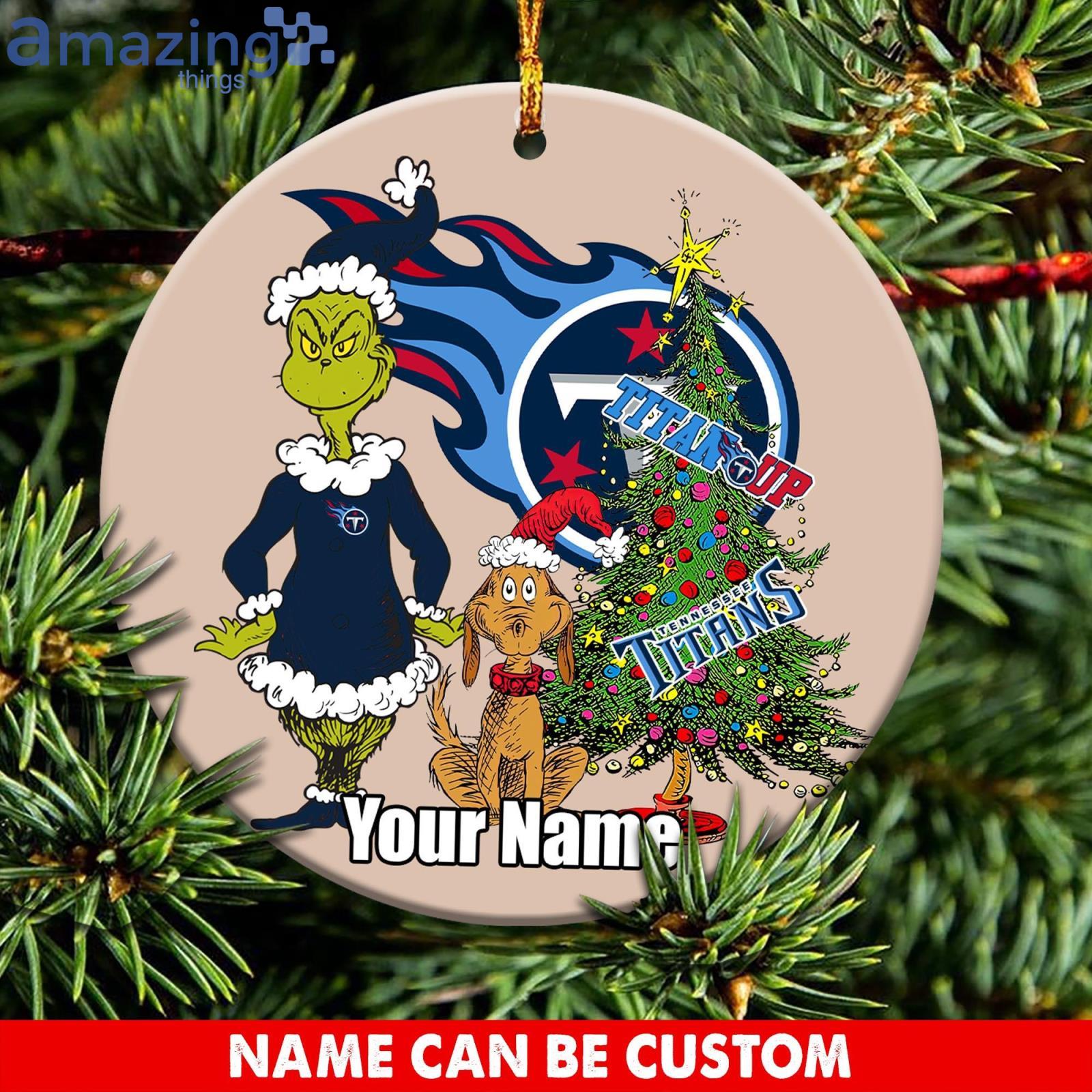 Tennessee Titans Logo NFL Ugly Grinch Christmas Ornament Custom Name