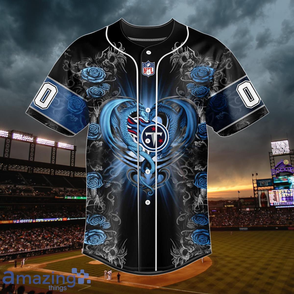 Tennessee Titans Personalized Name & Number NFL Dragon Baseball Shirt Best  Gift Fans