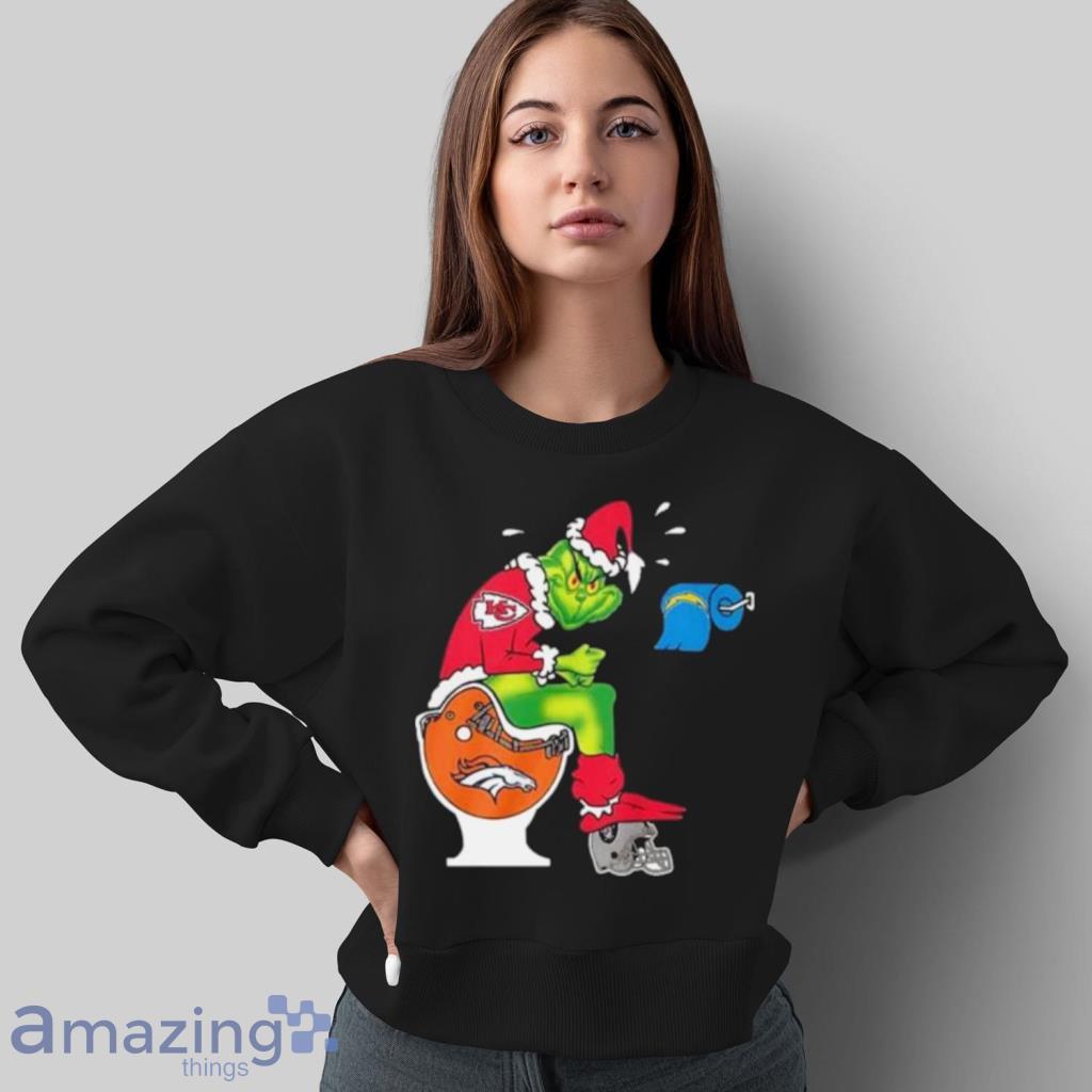 The Grinch Kansas City Chiefs Shit On Toilet Denver Broncos Other Teams  Oakland Raiders Christmas Sweatshirt, hoodie, sweater, long sleeve and tank  top