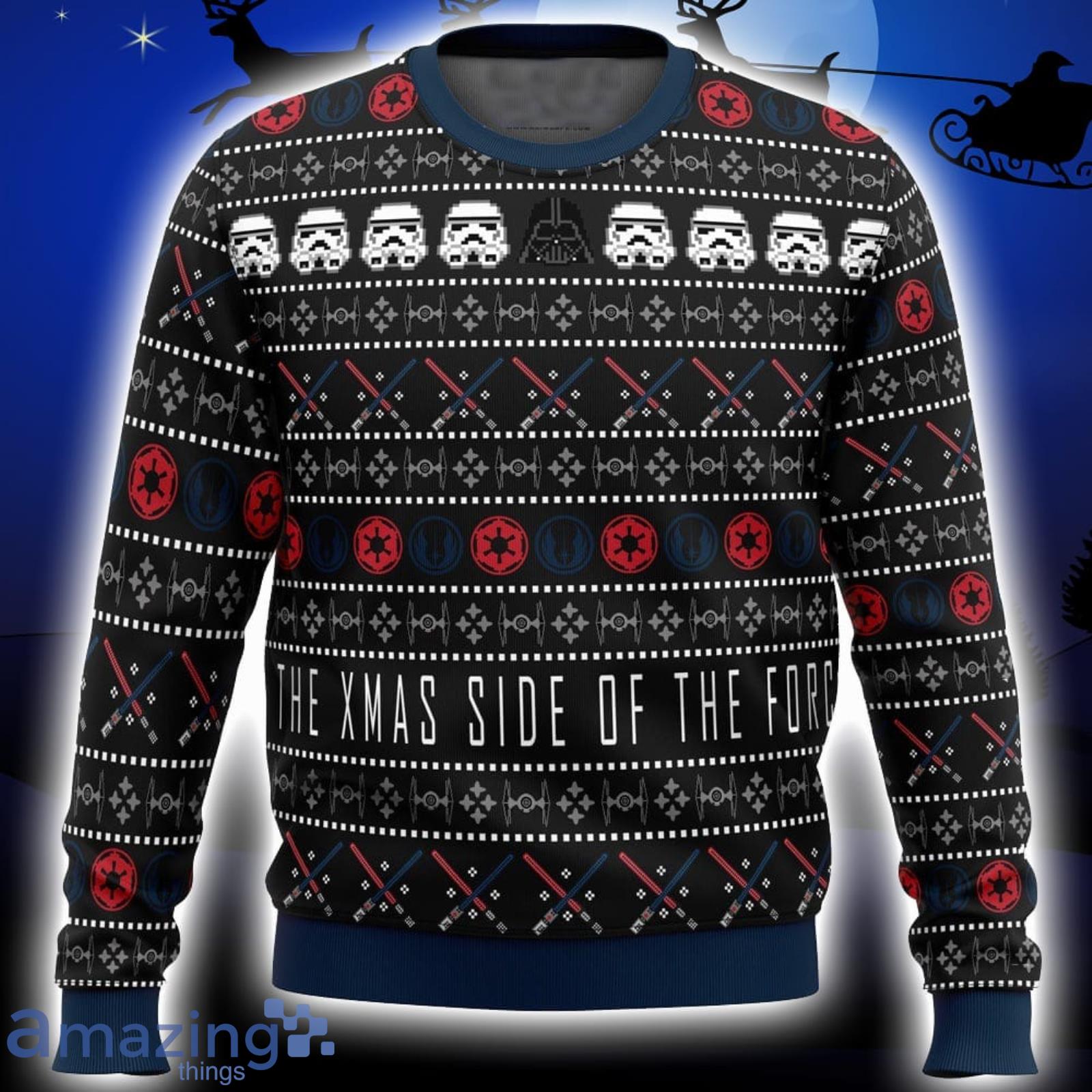 The Xmas Side Of The Force Star Wars Xmas Ugly Christmas Sweater Christmas Gift For Men And Women Product Photo 1