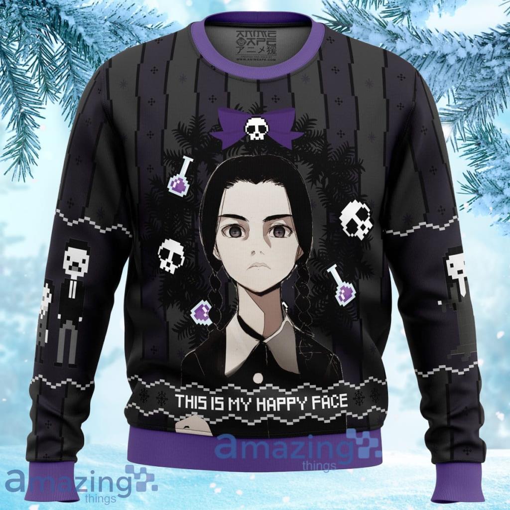 This Is My Happy Face Wednesday Addams Ugly Christmas Sweater 3D Gift For Men And Women Product Photo 1