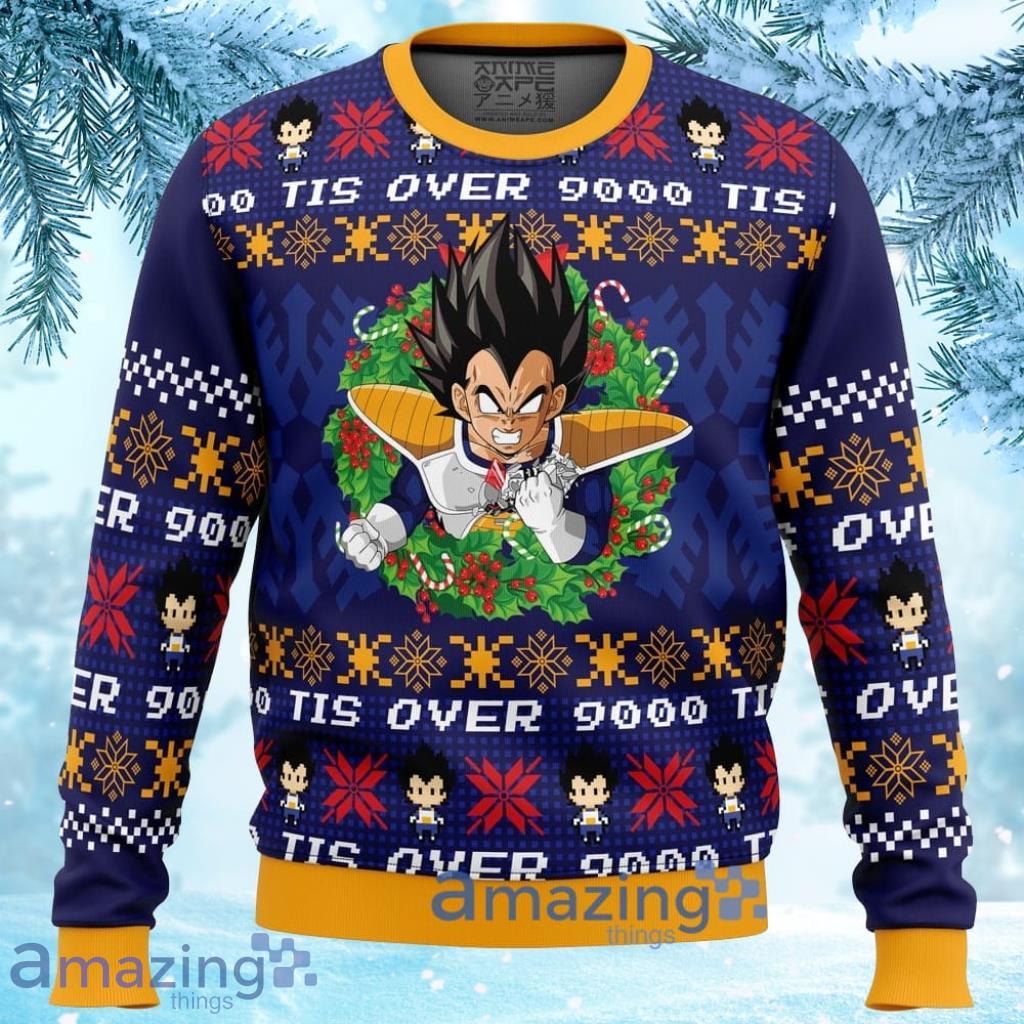 Tis Over 9000 Dragon Ball Z Ugly Christmas Sweater 3D Gift For Men And Women Product Photo 1 Tis Over 9000 Dragon Ball Z Ugly Christmas Sweater 3D Gift For Men And Women Product Photo 1