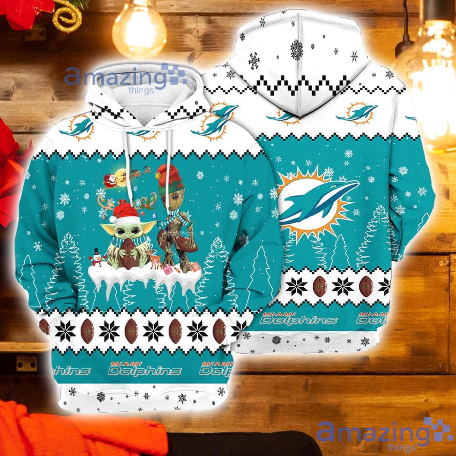 Tis The Season Christmas Baby Yoda Groot Miami Dolphins Cute