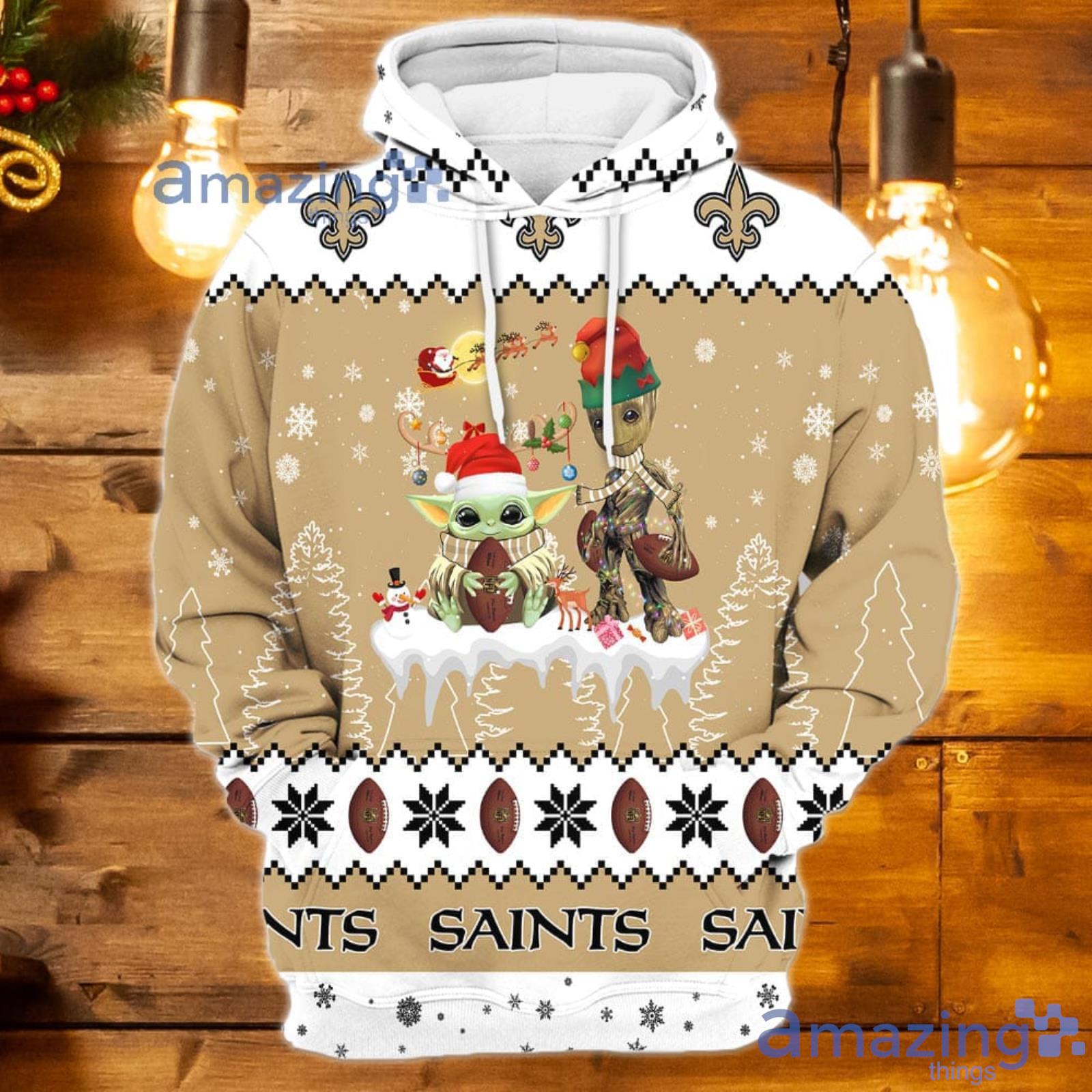 New Orleans Saints All Over Printed White Christmas Sweater  Christmas  sweaters, Printed sweatshirts, New orleans saints