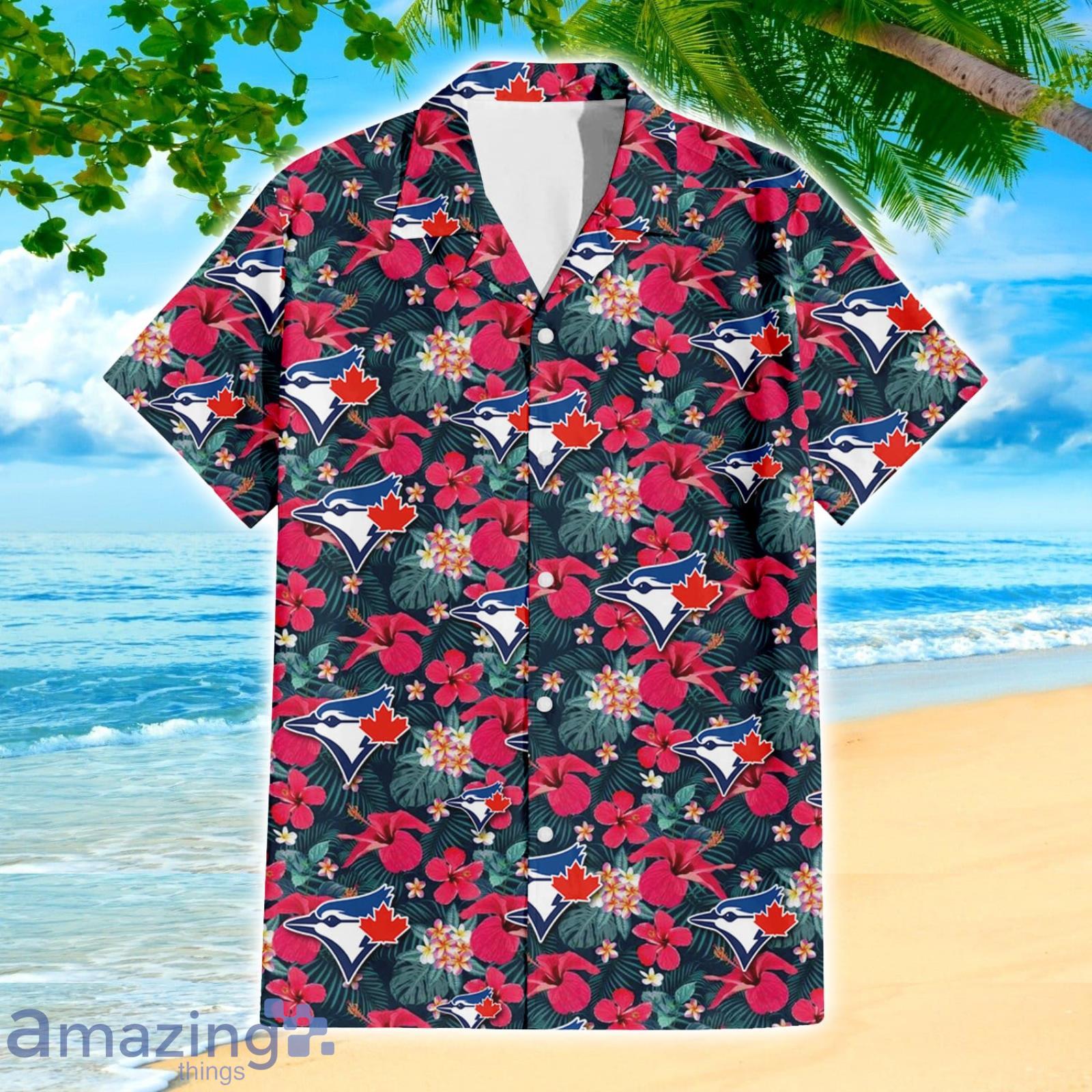 Toronto Blue Jays Fans Tiny Red Hibiscus Tropical 3D Hawaiian