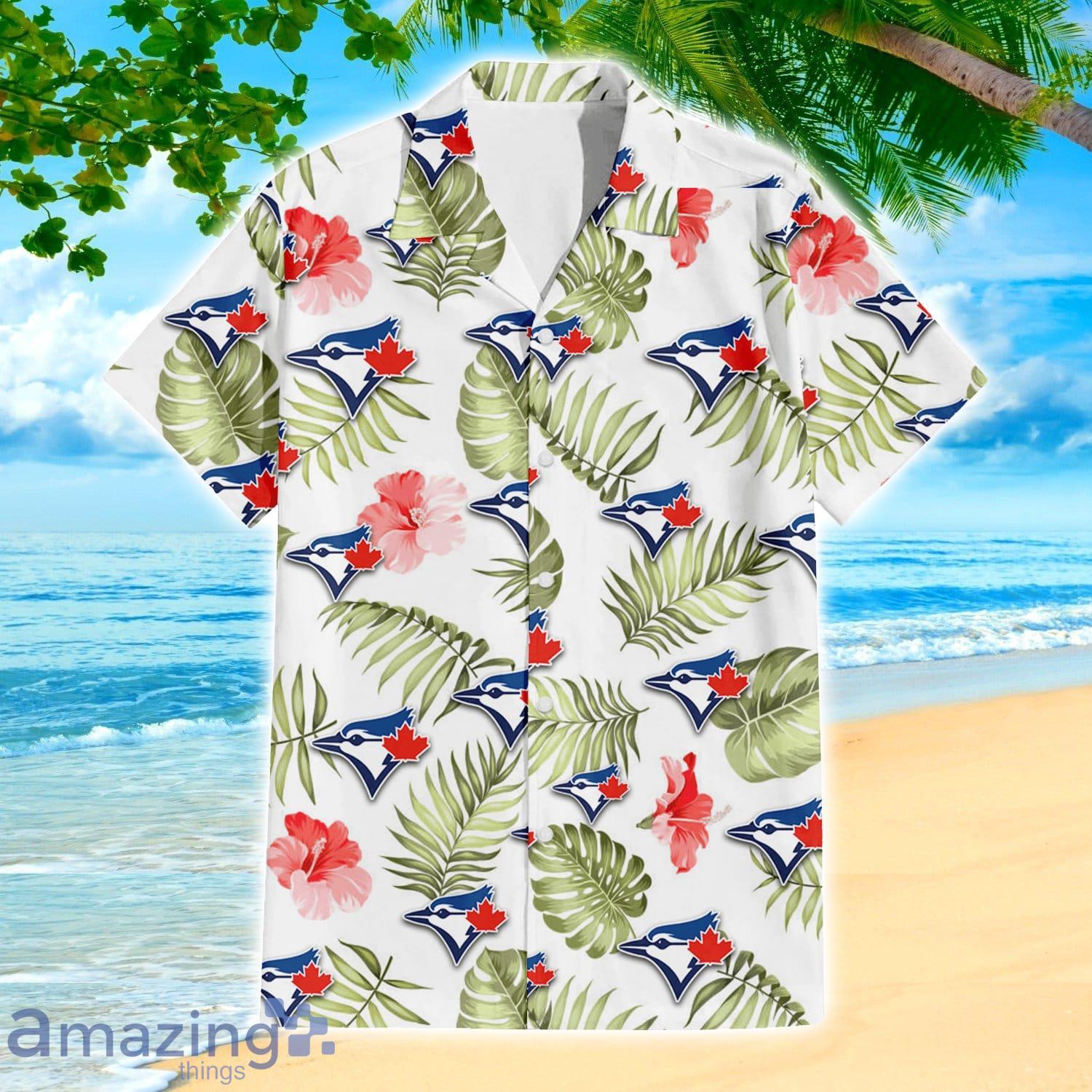 Toronto Blue Jays Light Salmon Hibiscus Hawaiian Shirt For Fans image Toronto Blue Jays Light Salmon Hibiscus Hawaiian Shirt For Fans Product Photo 3