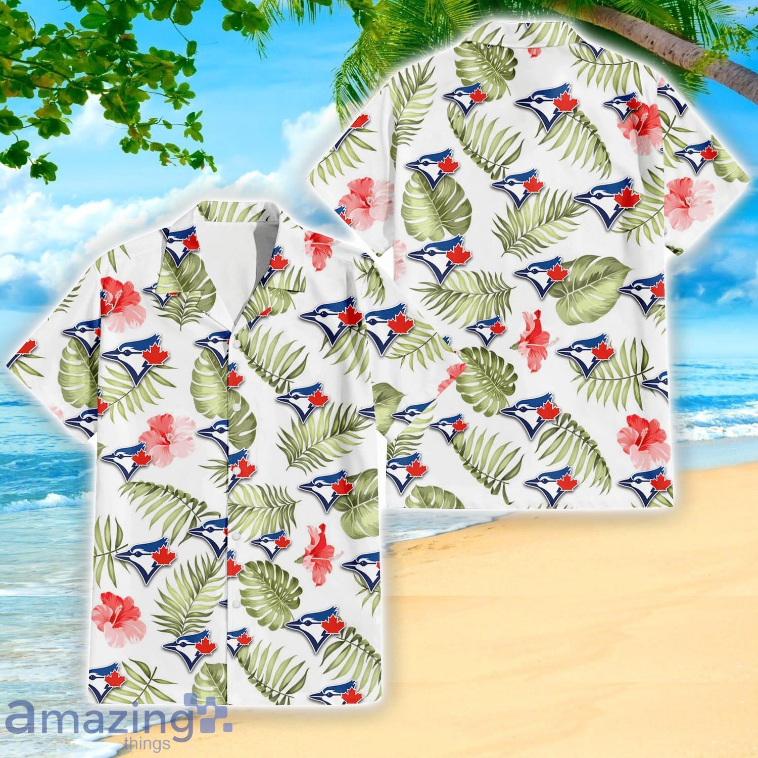 Toronto Blue Jays Light Salmon Hibiscus Hawaiian Shirt For Fans Product Photo 1 Toronto Blue Jays Light Salmon Hibiscus Hawaiian Shirt For Fans Product Photo 1