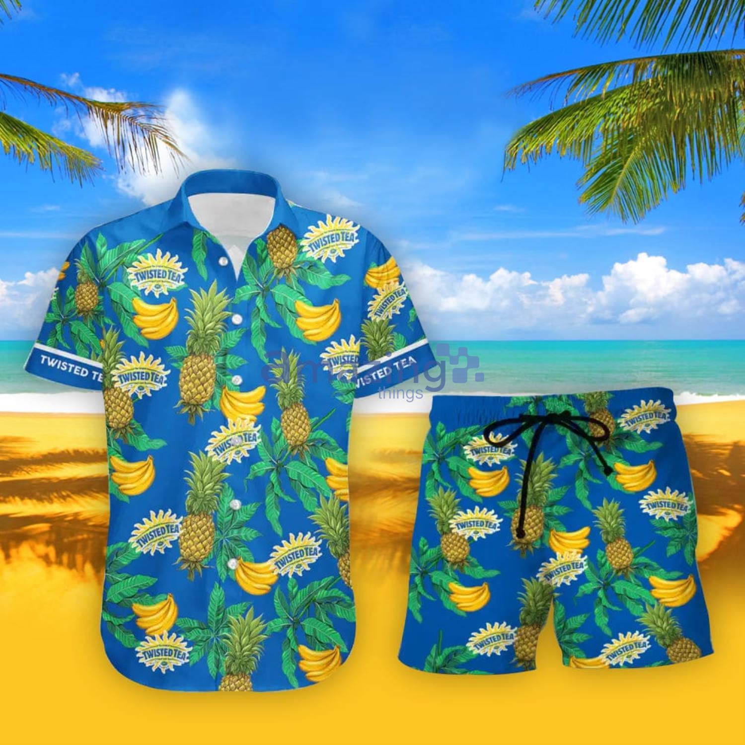 Pineapple Twist Boys Tropical Hawaiian Aloha Shirt in Blue 14 / Blue