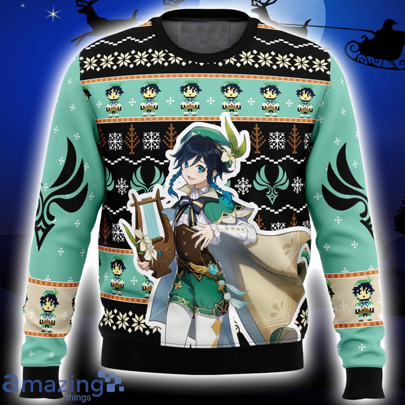 Venti Genshin Impact Xmas Ugly Christmas Sweater Christmas Gift For Men And Women Product Photo 1