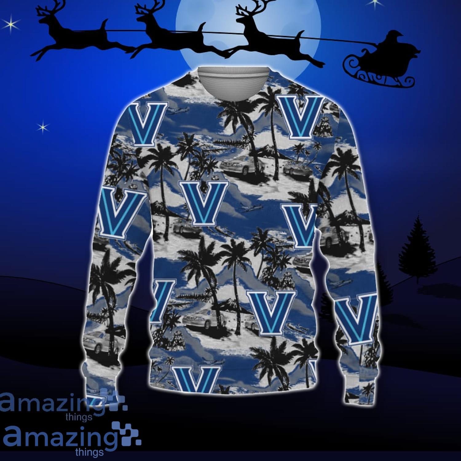 Villanova Wildcats Car And Coconut Tropical Patterns Ugly Christmas Sweater For Fans Product Photo 1
