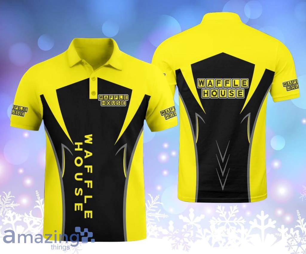 Waffle House Logo Yellow And Black Polo Shirt Gift For Big Fans Product Photo 1 Waffle House Logo Yellow And Black Polo Shirt Gift For Big Fans Product Photo 1