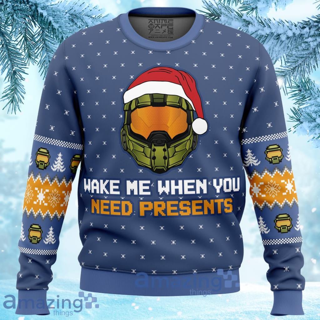 Wake Me When You Need Presents Halo Ugly Christmas Sweater 3D Gift For Men And Women Product Photo 1