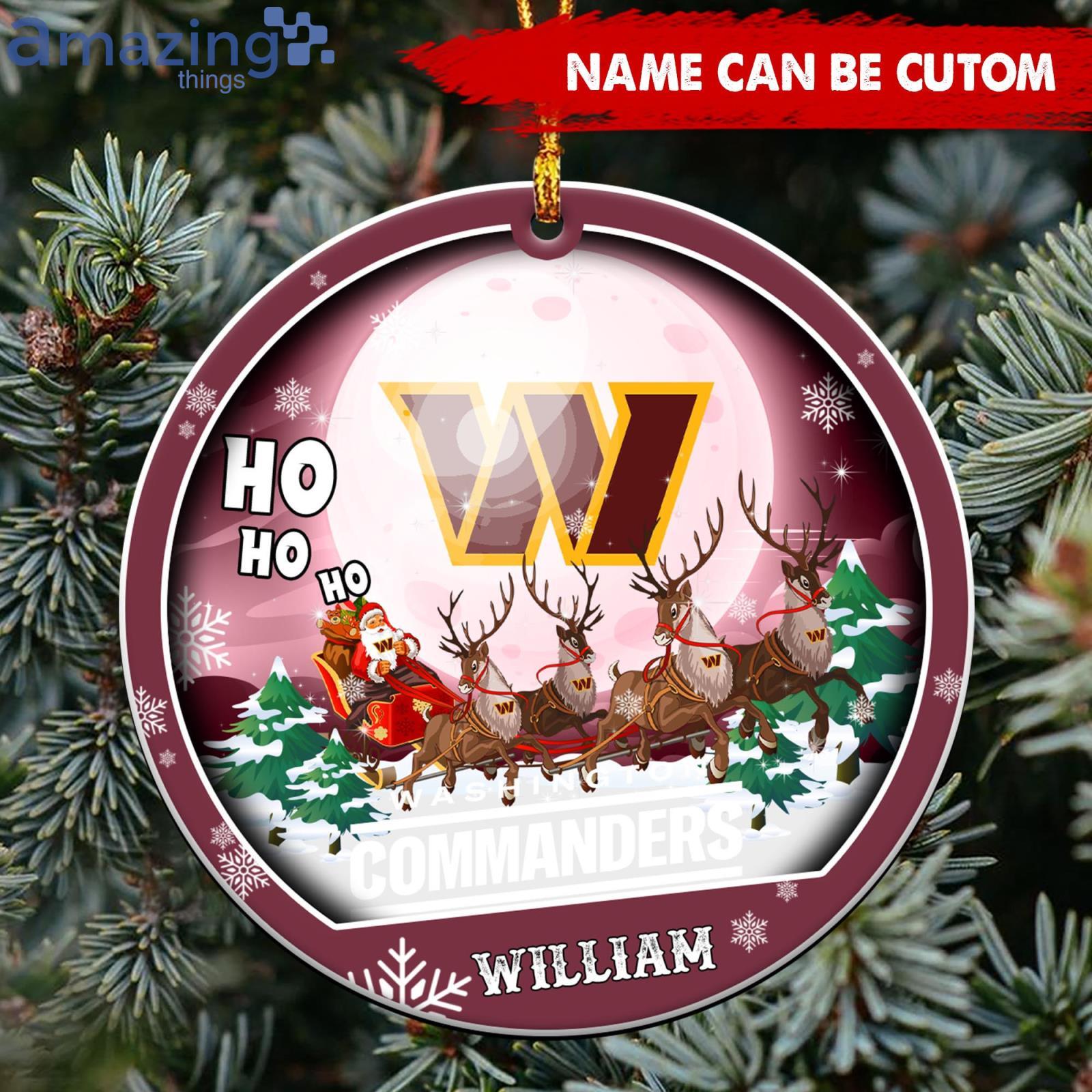 Washington Commanders Ho Ho Ho Santa's Reindeer NFL Christmas Ornaments  Custom Name