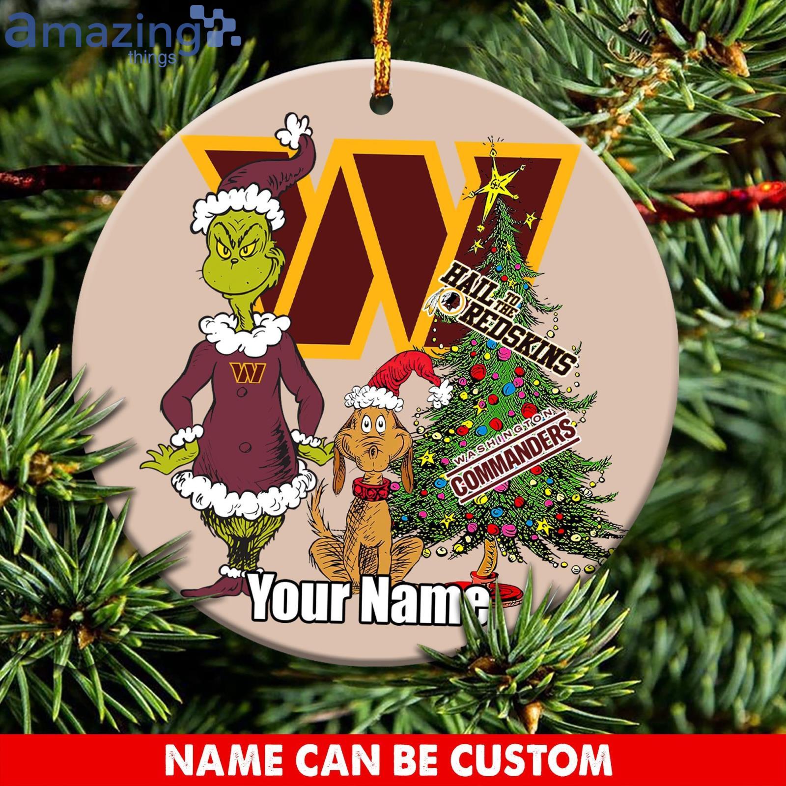 Washington Commanders Logo NFL Ugly Grinch Christmas Ornament