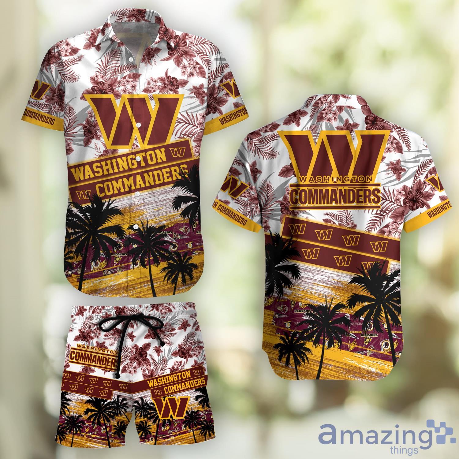 Washington Commanders Paml Trees Combo Hawaiian Shirt And Beach Short