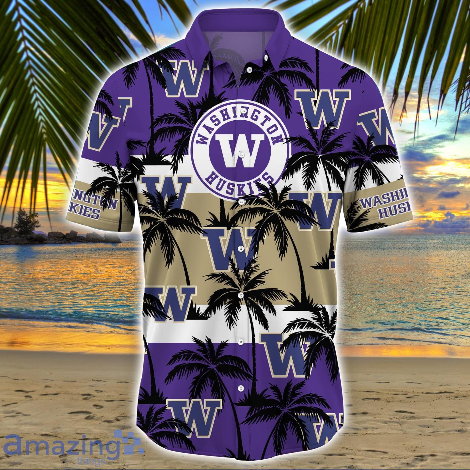 Washington Huskies All Over Print Logo And Coconut Trending Summer Gift Aloha Hawaiian Shirt image Washington Huskies All Over Print Logo And Coconut Trending Summer Gift Aloha Hawaiian Shirt Product Photo 2