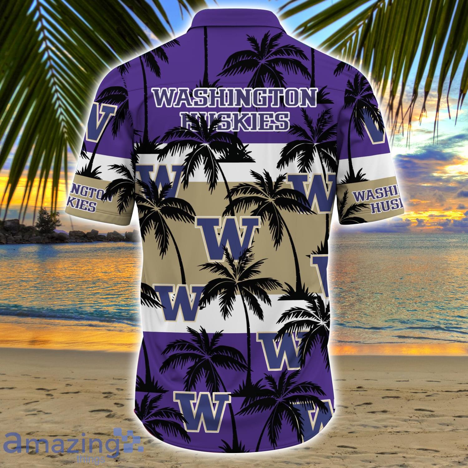 Washington Huskies All Over Print Logo And Coconut Trending Summer Gift Aloha Hawaiian Shirt image Washington Huskies All Over Print Logo And Coconut Trending Summer Gift Aloha Hawaiian Shirt Product Photo 3