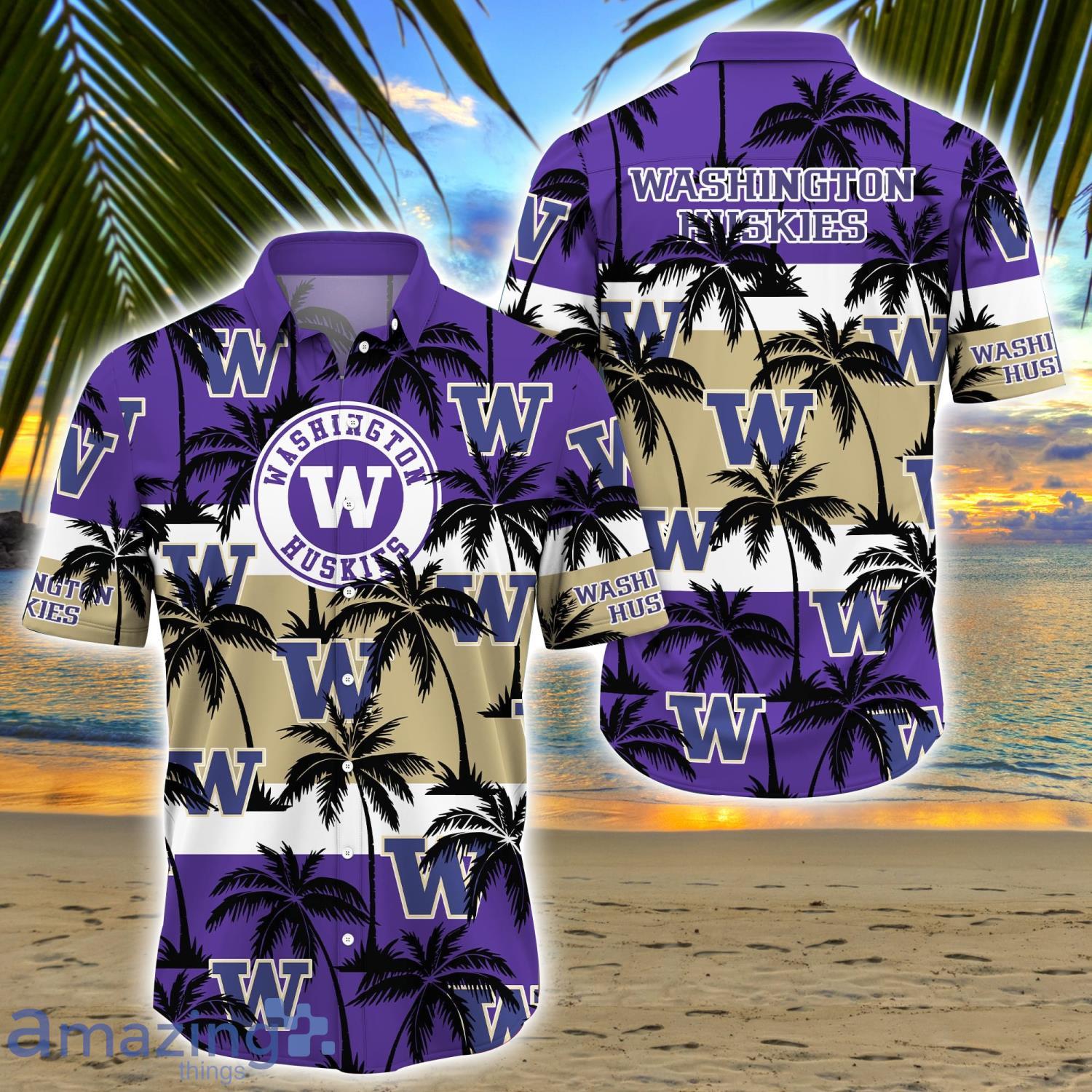 Washington Huskies All Over Print Logo And Coconut Trending Summer Gift  Aloha Hawaiian Shirt
