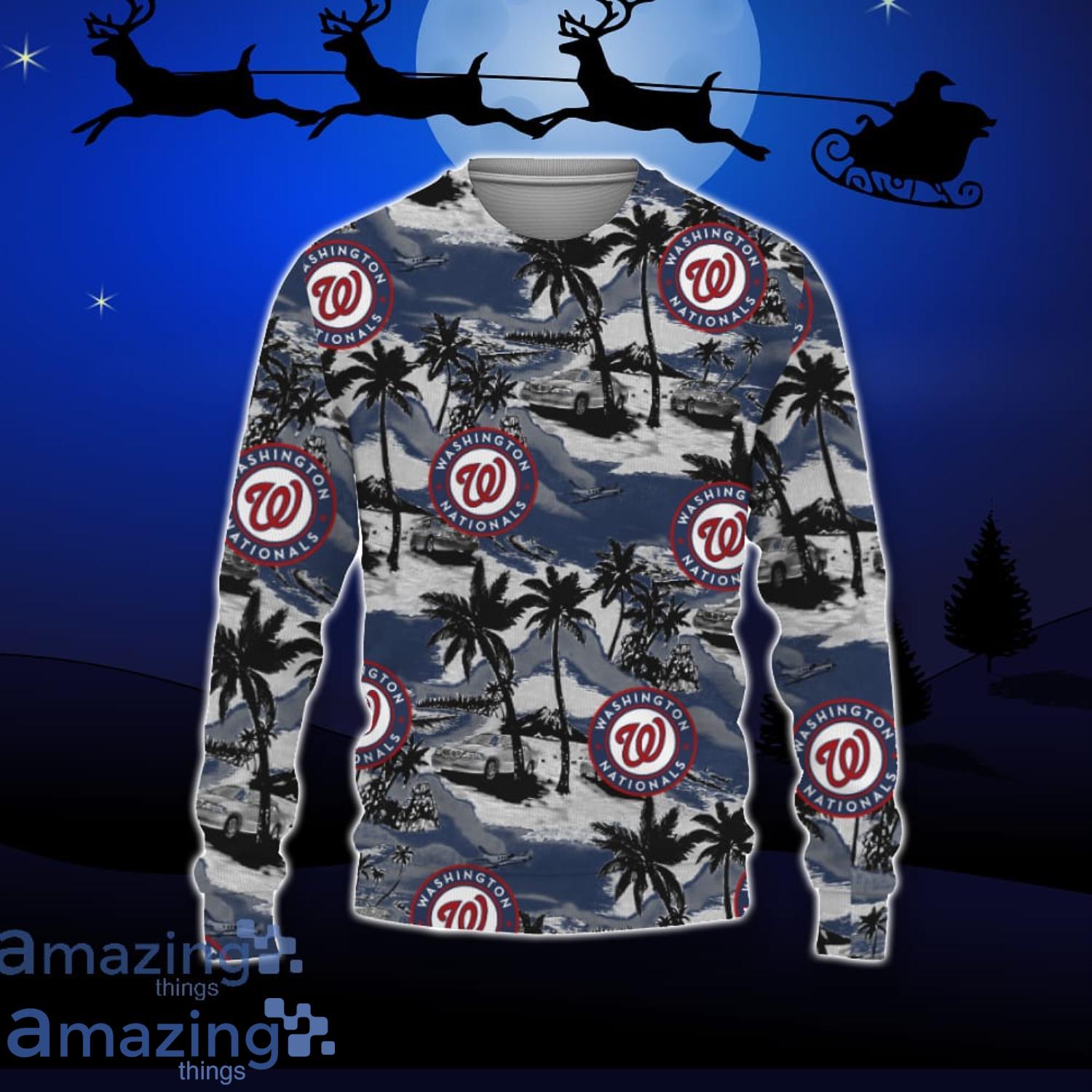 Washington Nationals Car And Coconut Tropical Patterns Ugly Christmas  Sweater For Fans