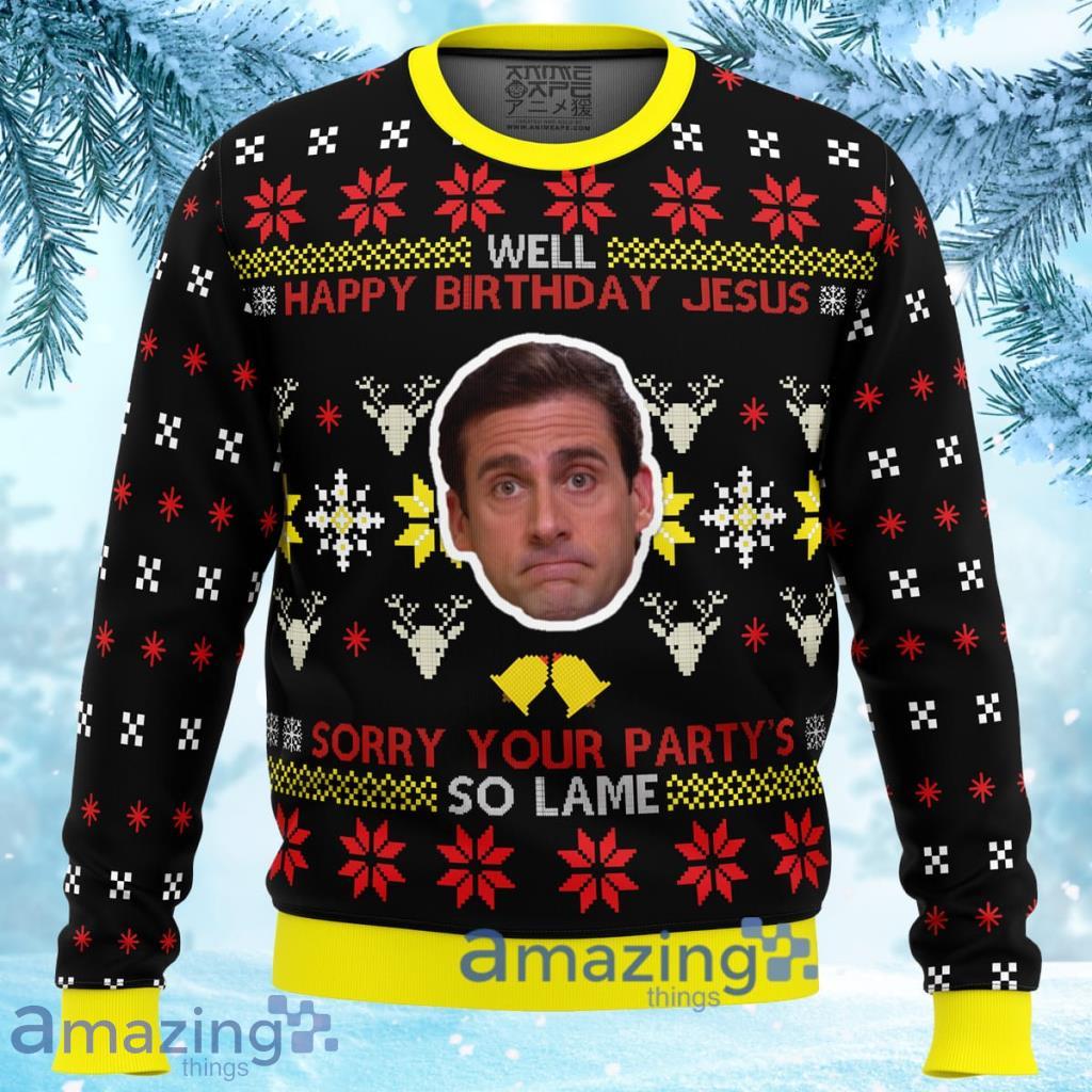 Well Happy Birthday Jesus The Office Ugly Christmas Sweater 3D Gift For Men And Women Product Photo 1 Well Happy Birthday Jesus The Office Ugly Christmas Sweater 3D Gift For Men And Women Product Photo 1