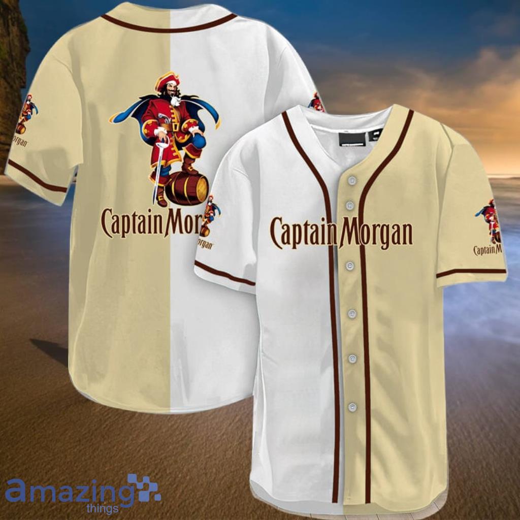 White And Beige Split Captain Morgan Baseball Jersey Shirt Gift For Men And  Women